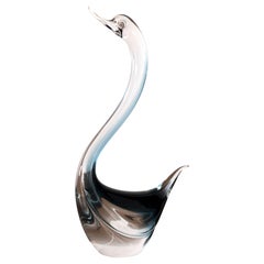 Scultura in vetro di Murano blu scuro con dettagli in cristallo nero Formia Venezia