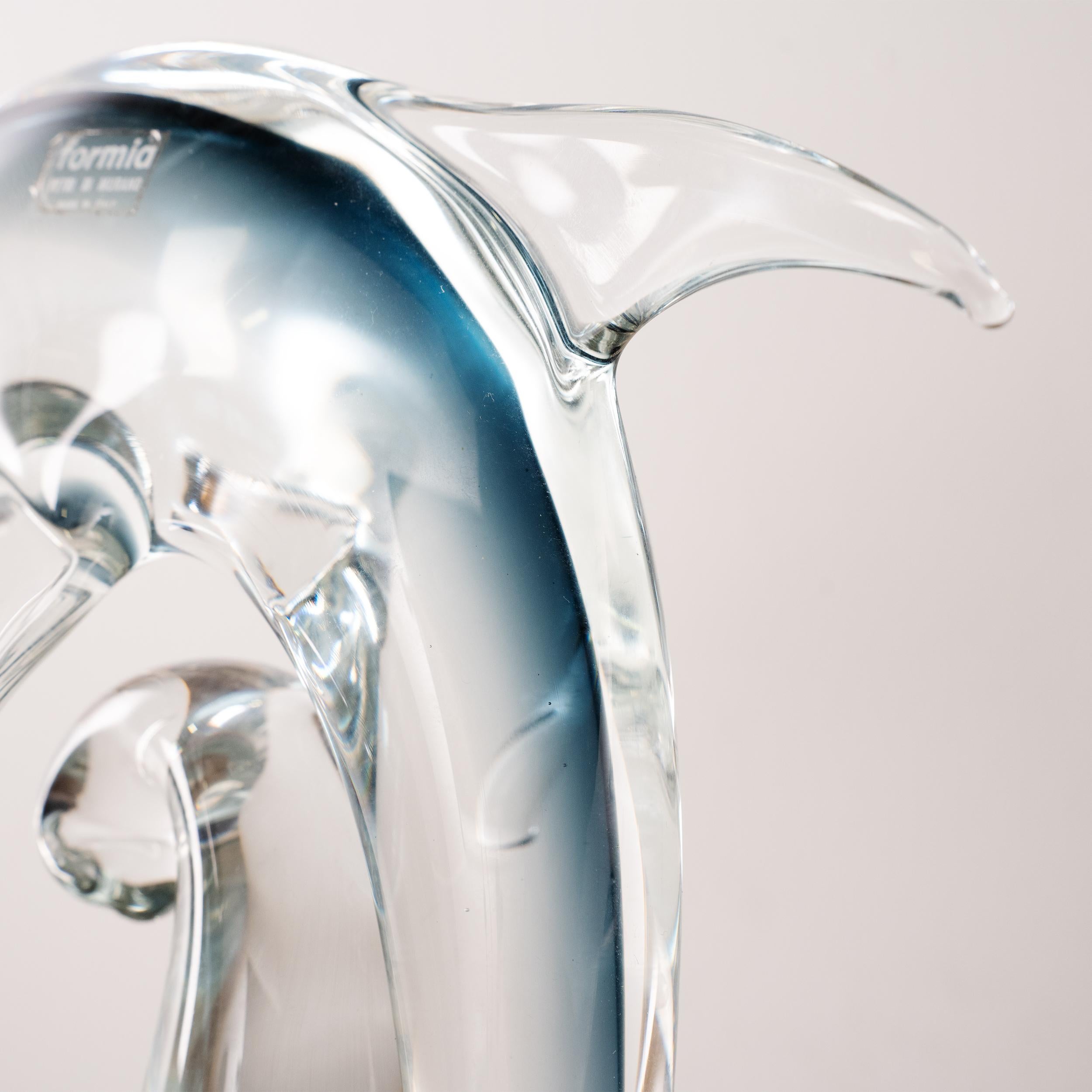 Sculpture in Murano glass, grey Dolphin with crystal details, Italy in stock For Sale 2