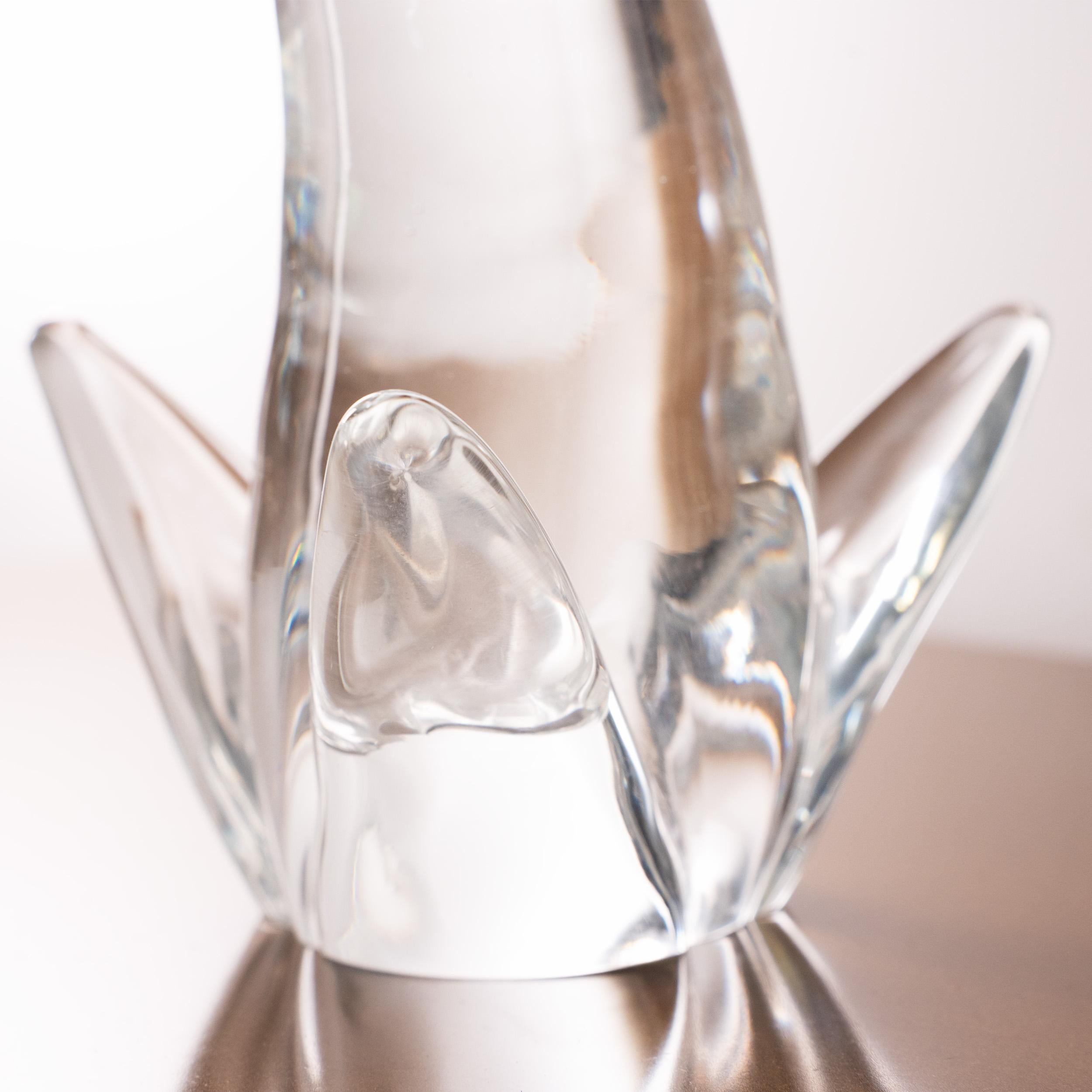 20th Century Sculpture in Murano glass, pink Dolphin with crystal details, Italy in stock For Sale