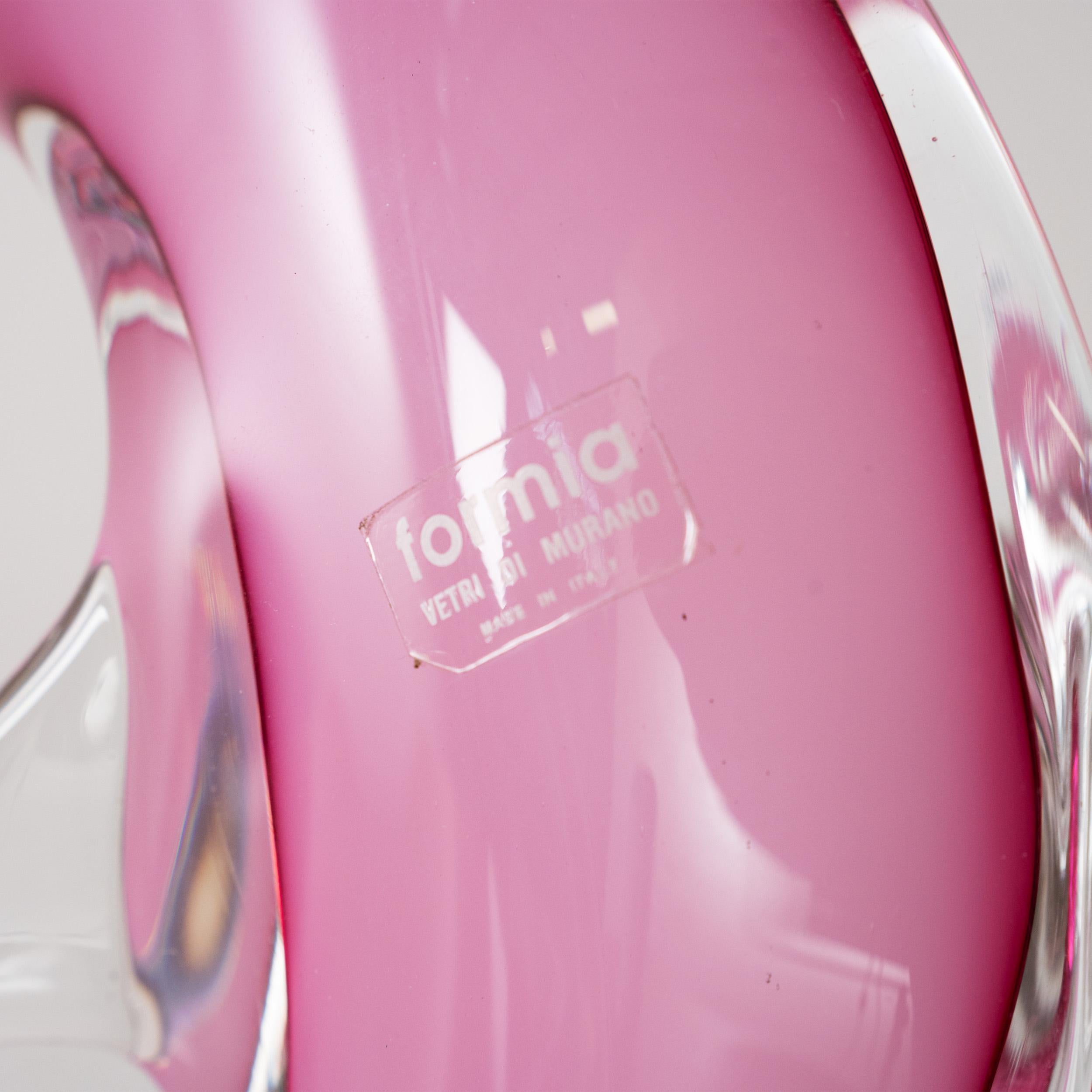 Sculpture in Murano glass, pink Dolphin with crystal details, Italy in stock For Sale 1