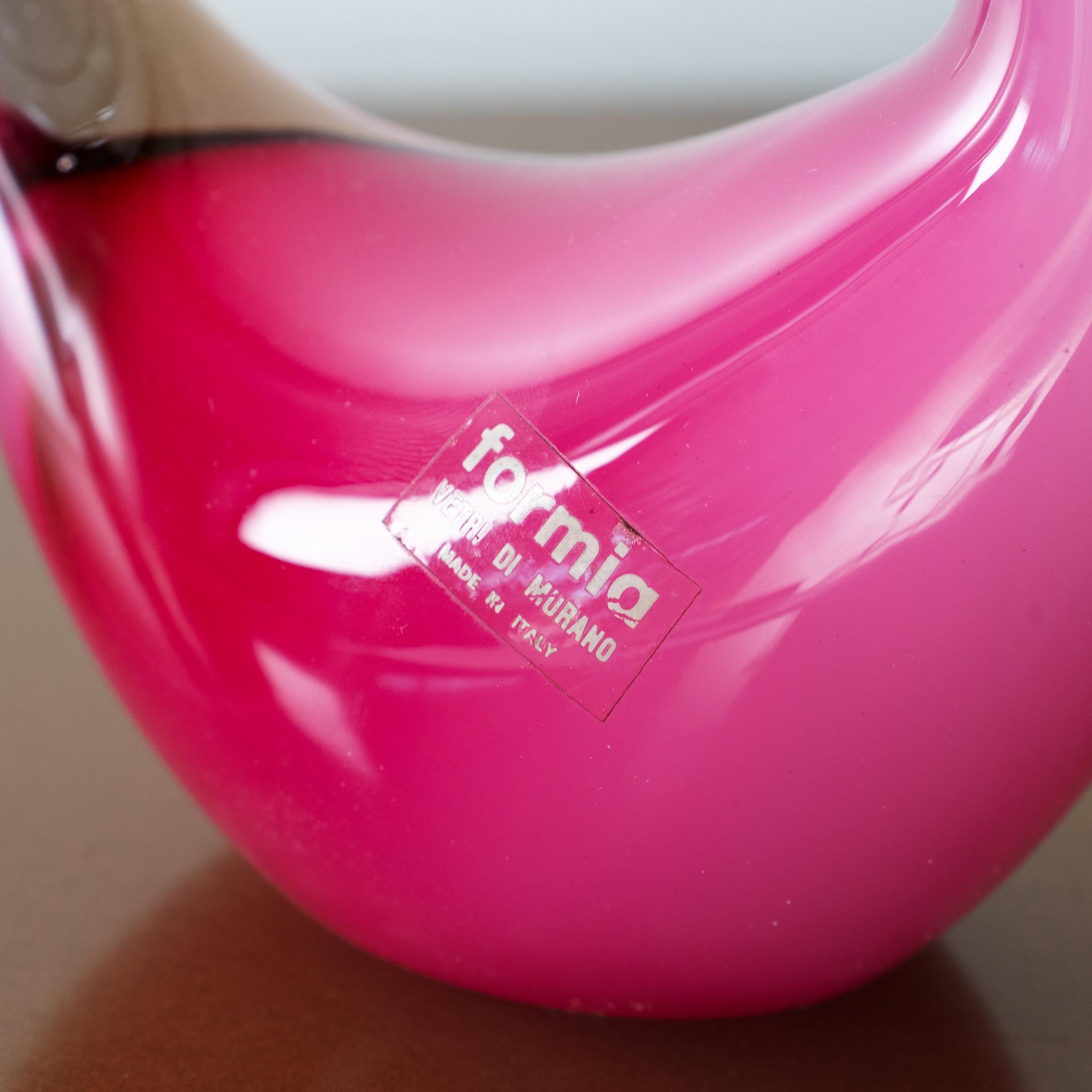 Scultura in vetro di Murano, Cigno rosa con dettagli in cristallo, Italia in stock In condizioni buone in vendita a Venezia, IT