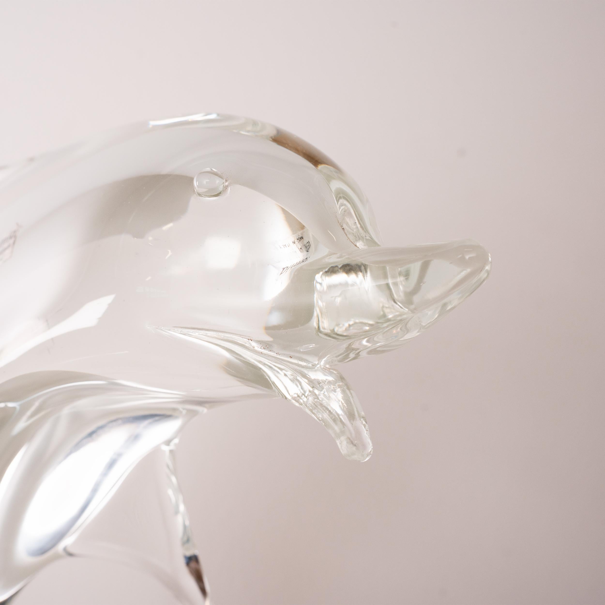 Sculpture in Murano glass, white Dolphin with crystal details, Italy in stock For Sale 2