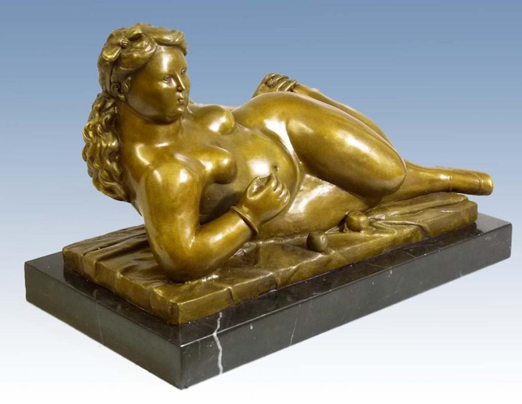 French Sculpture in Patinated Bronze after Fernando Botero, 20th Century. For Sale