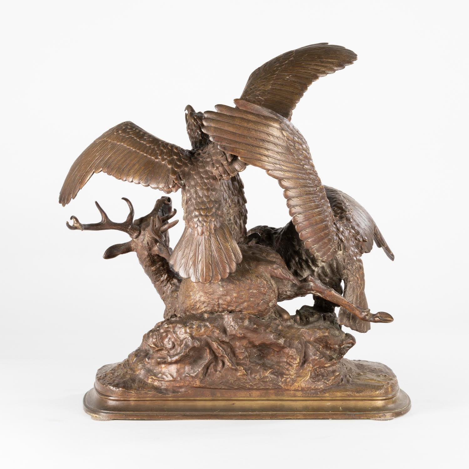French Sculpture in Patinated Bronze by Christophe Fratin, Napoleon III Period. For Sale