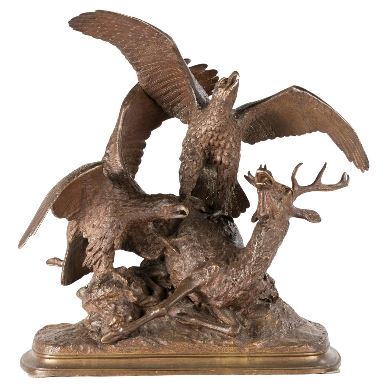 Escultura de bronce patinado de Christophe Fratin, época de Napoleón III.