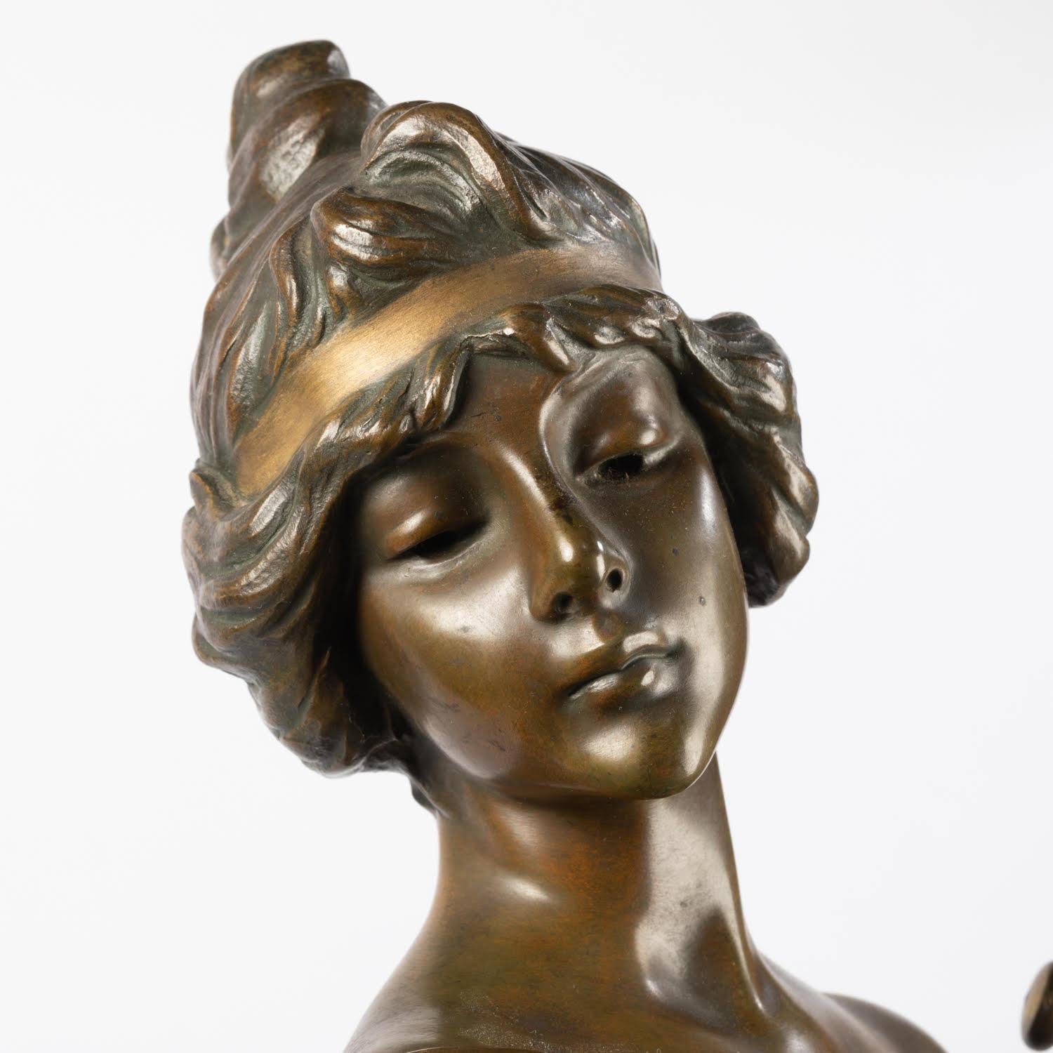 Napoleon III Sculpture in Patinated Bronze by Emmanuel Villanis, 19th Century.