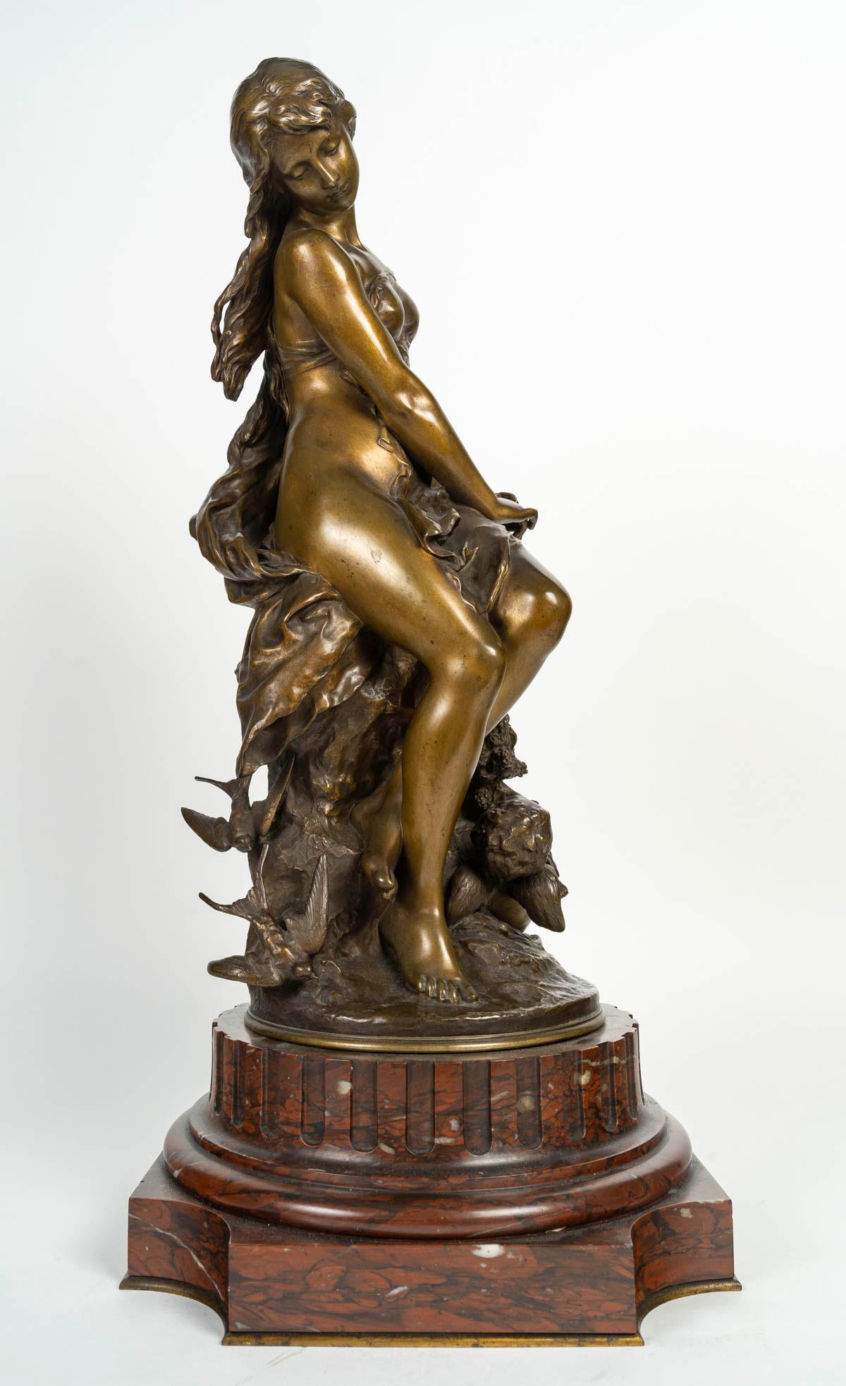 Scultura in bronzo patinato di Mathurin Moreau, XIX secolo. in vendita 3