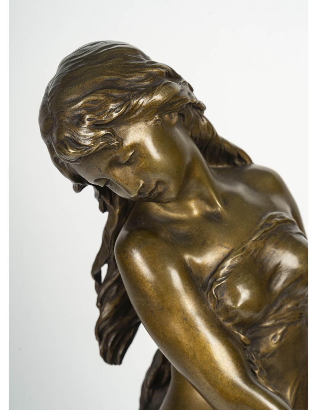 Napoleon III Sculpture in Patinated Bronze by Mathurin Moreau, 19th Century. For Sale