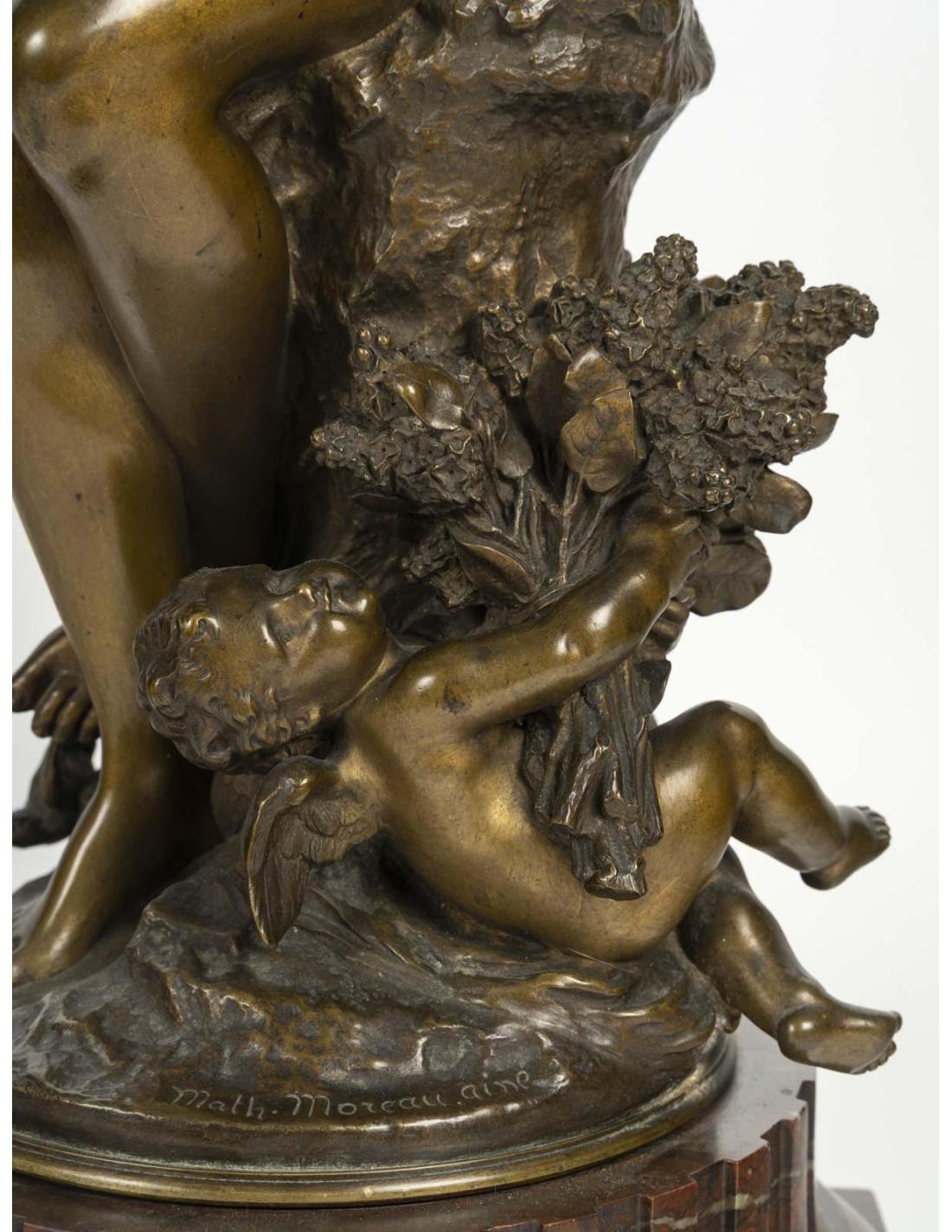 Sculpture in Patinated Bronze by Mathurin Moreau, 19th Century. In Good Condition For Sale In Saint-Ouen, FR