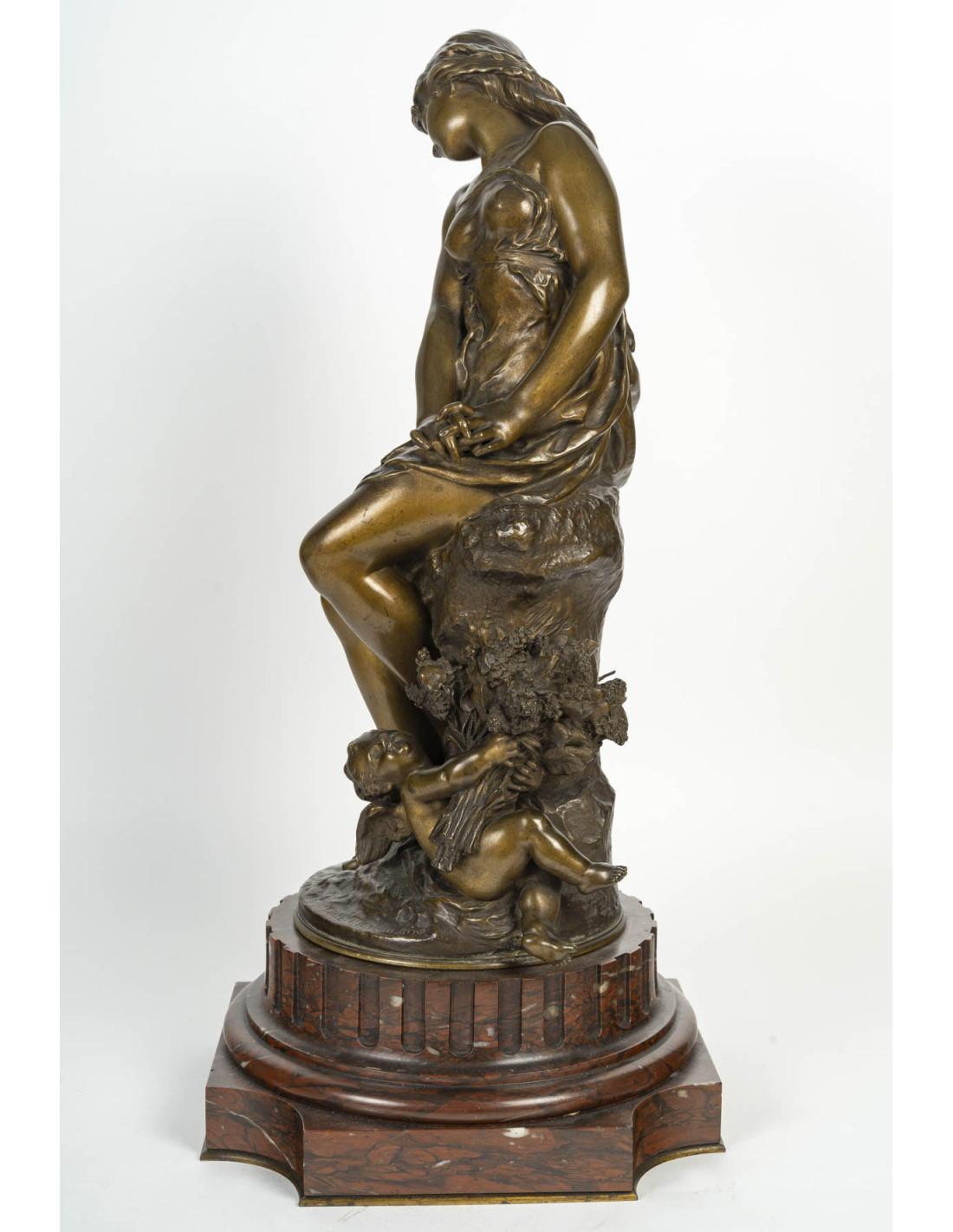 Sculpture in Patinated Bronze by Mathurin Moreau, 19th Century. For Sale 1