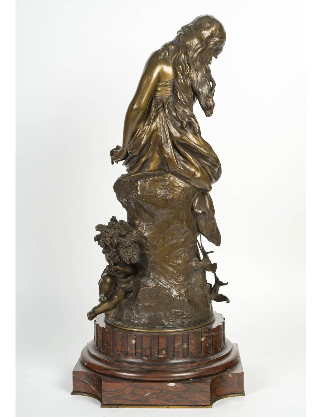 Sculpture in Patinated Bronze by Mathurin Moreau, 19th Century. For Sale 2