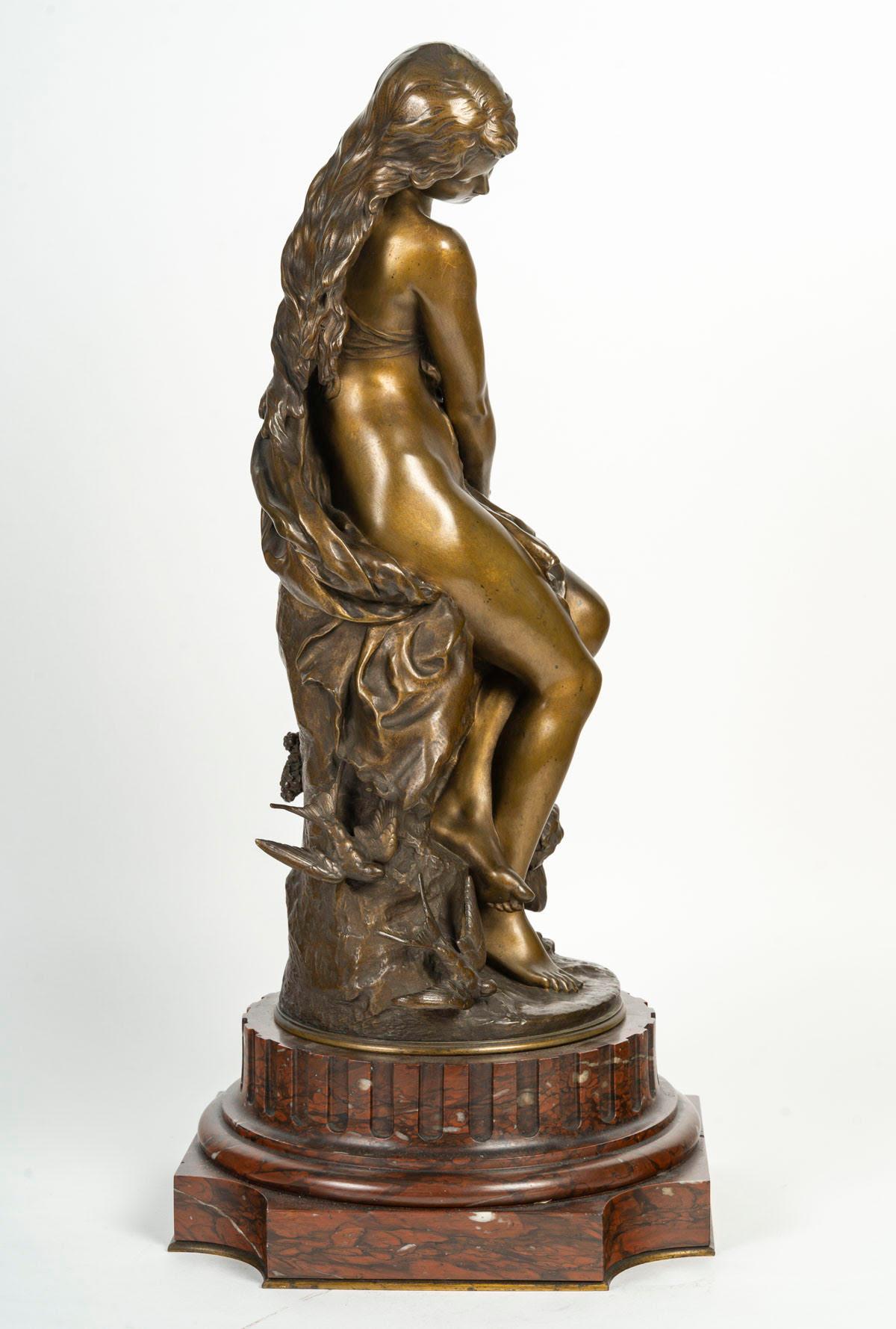 Scultura in bronzo patinato di Mathurin Moreau, XIX secolo. in vendita 1