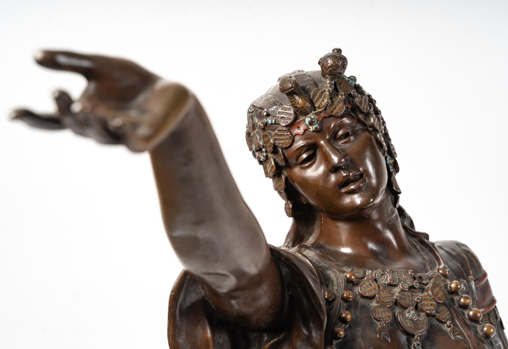 Skulptur aus patinierter Bronze, signiert Marcel Debut, 19. Jahrhundert im Angebot 4