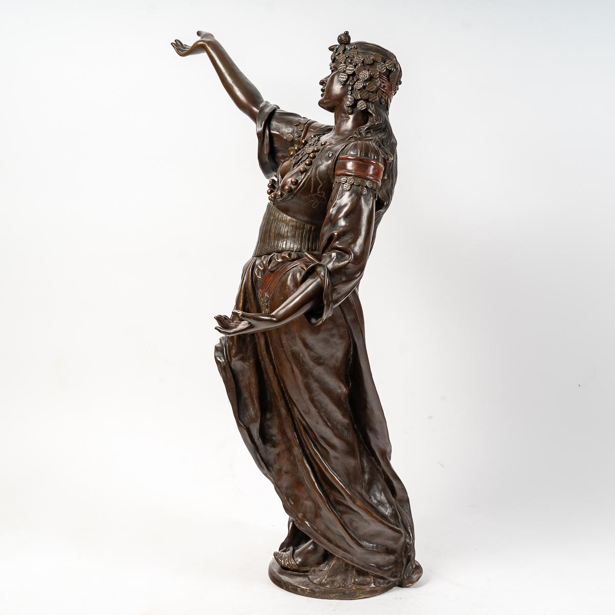 Skulptur aus patinierter Bronze, signiert Marcel Debut, 19. Jahrhundert (Französisch) im Angebot