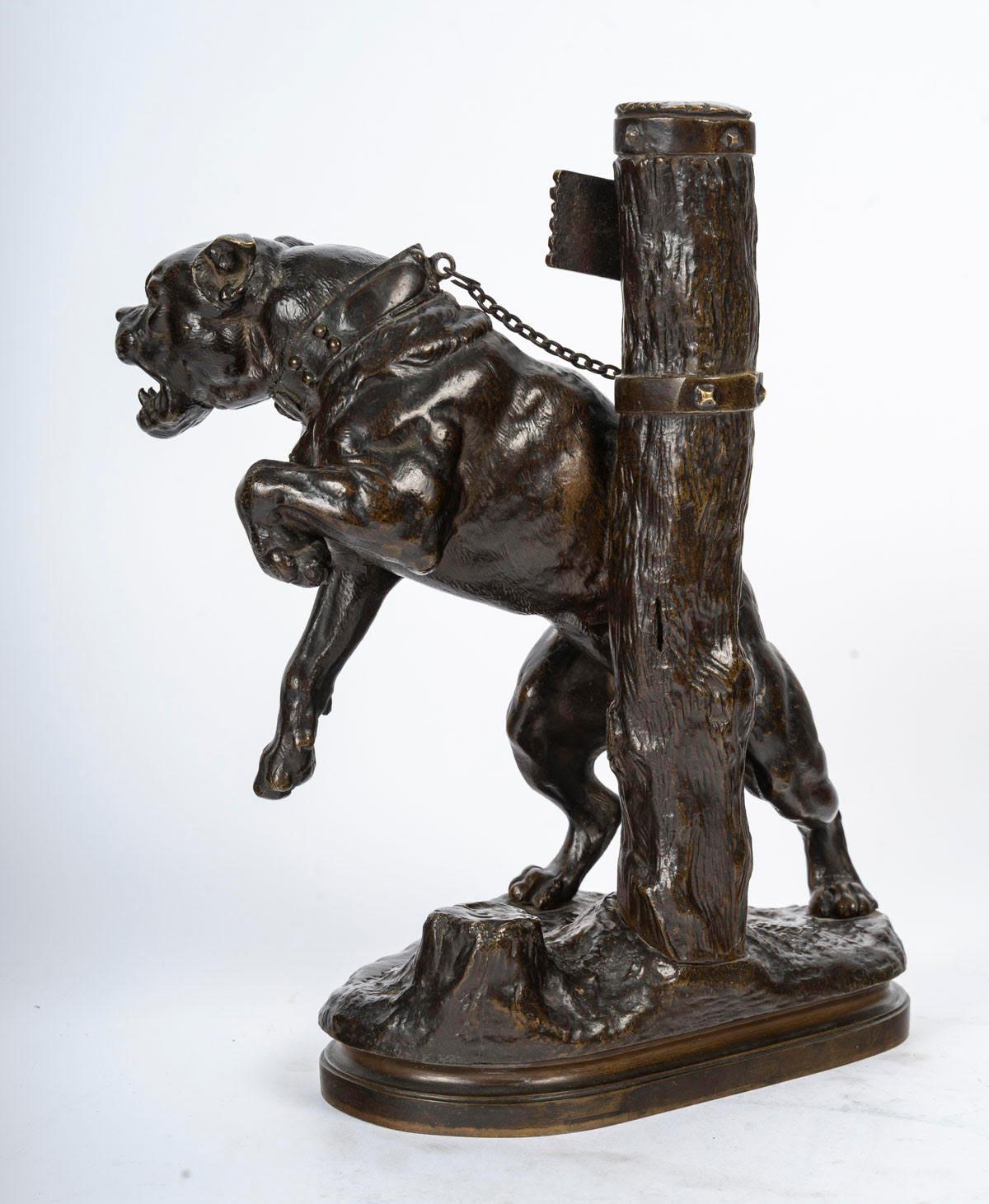 Patinato Scultura in bronzo patinato, il cane da guardia, XX secolo, stile Napoleone III. in vendita