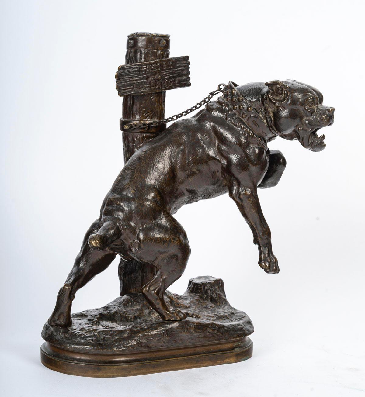 Bronzo Scultura in bronzo patinato, il cane da guardia, XX secolo, stile Napoleone III. in vendita