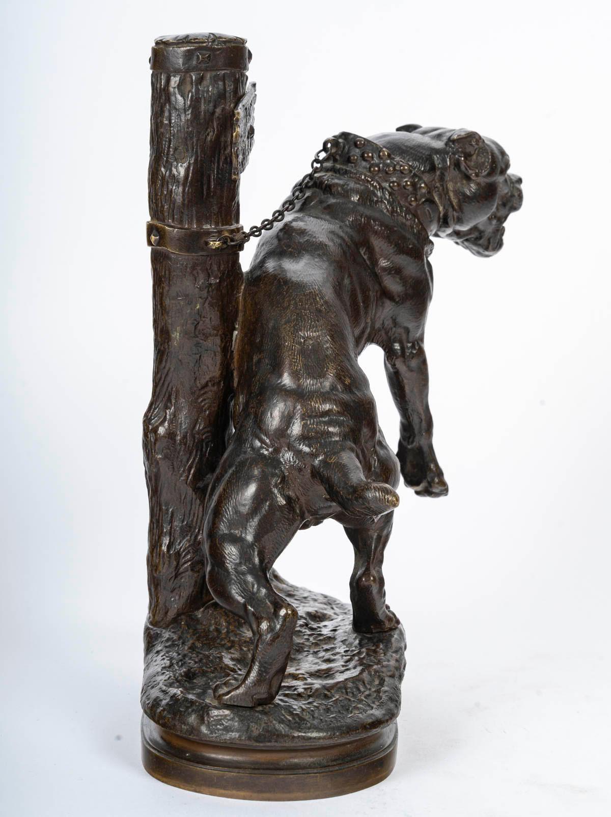 Scultura in bronzo patinato, il cane da guardia, XX secolo, stile Napoleone III. in vendita 1
