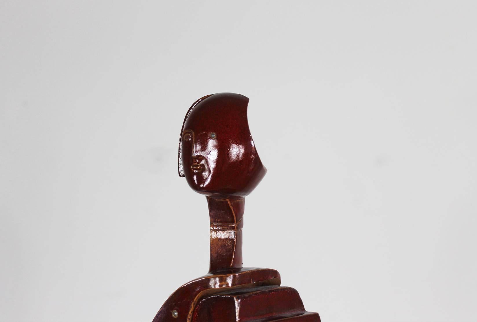 Escultura en terracota vidriada roja de Fabio Provinciali Años 90 en venta 2