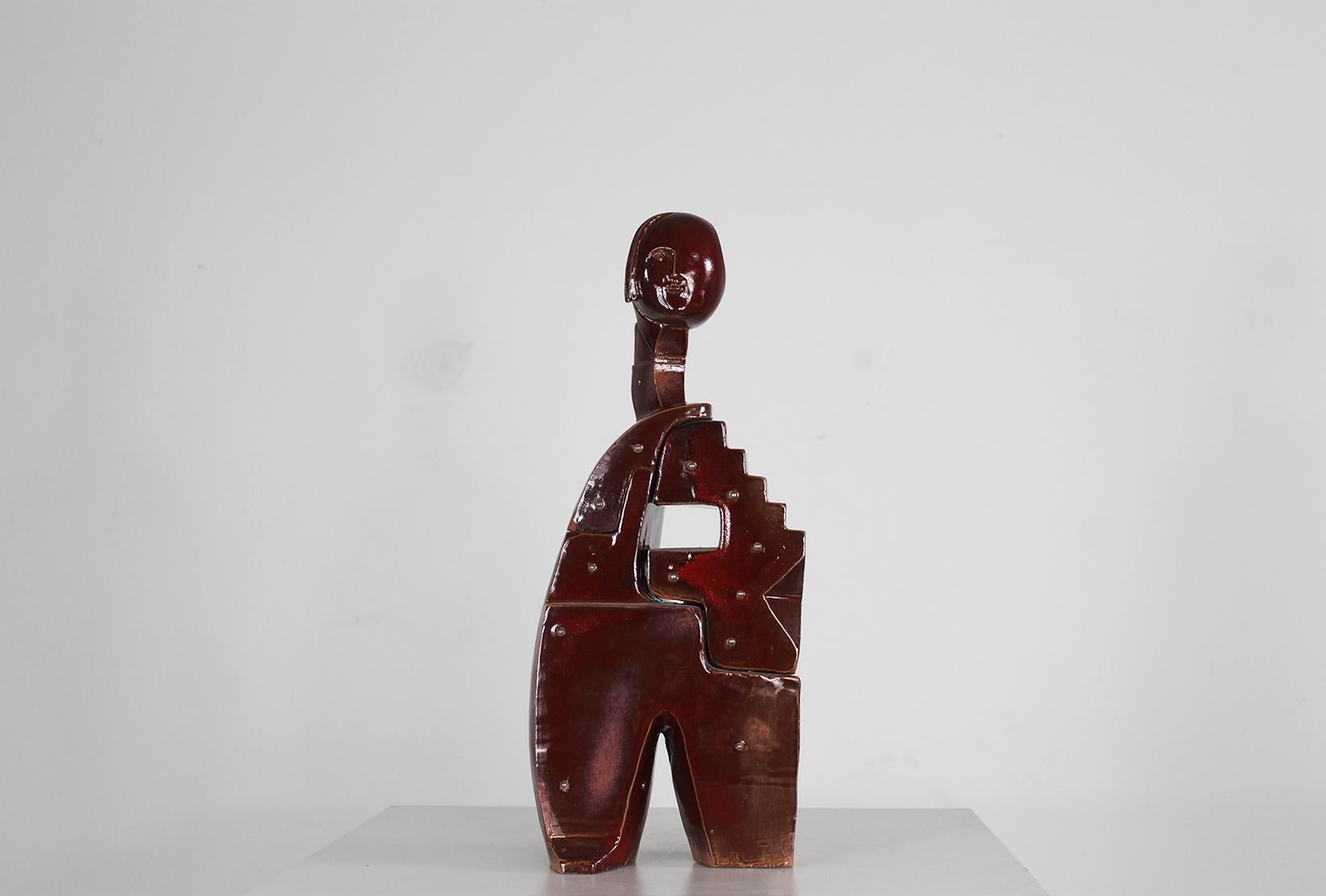 Escultura en terracota vidriada roja de Fabio Provinciali Años 90 Otro en venta