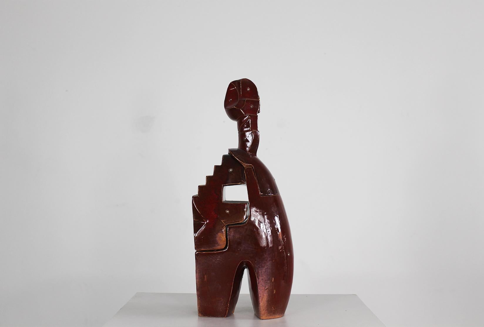 Escultura en terracota vidriada roja de Fabio Provinciali Años 90 Glaseado en venta