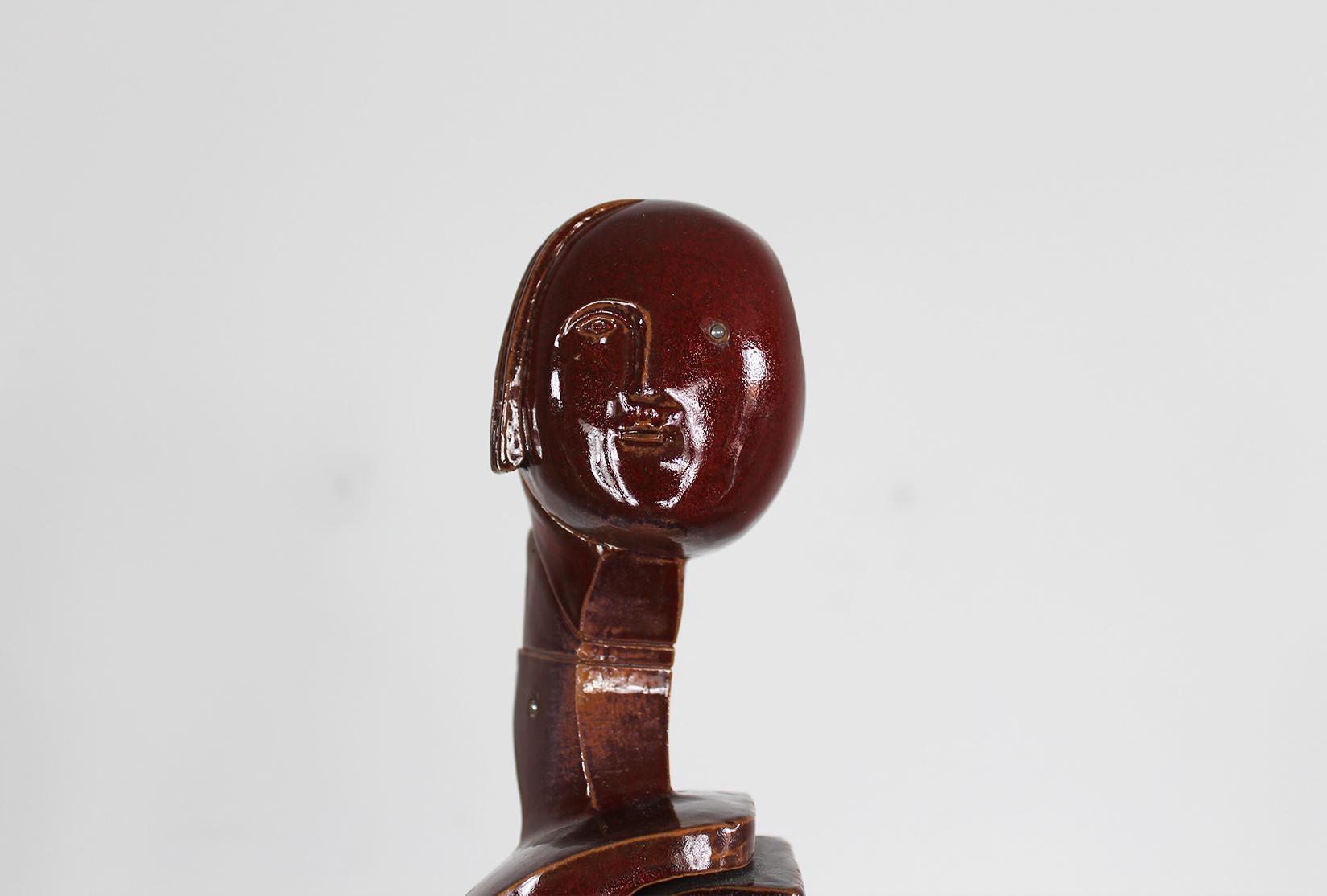 Escultura en terracota vidriada roja de Fabio Provinciali Años 90 Metal en venta
