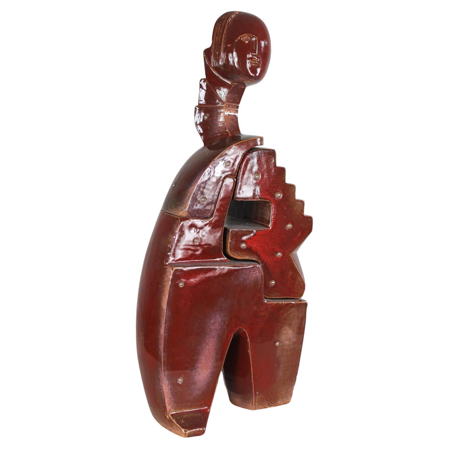 Escultura en terracota vidriada roja de Fabio Provinciali Años 90 en venta