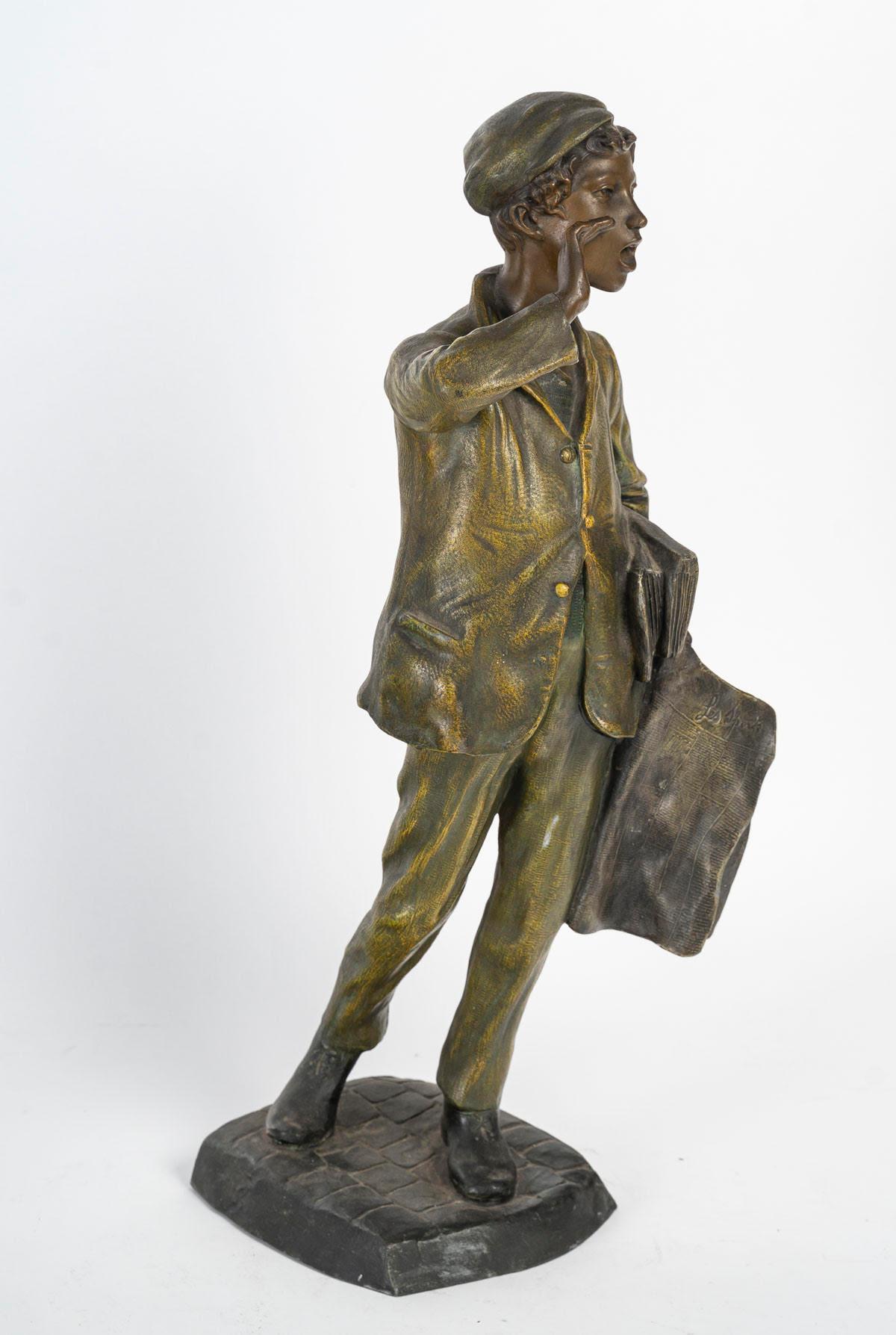 Composition Sculpture in Regula Representing a Poulbot, Circa 1900-1920.  For Sale