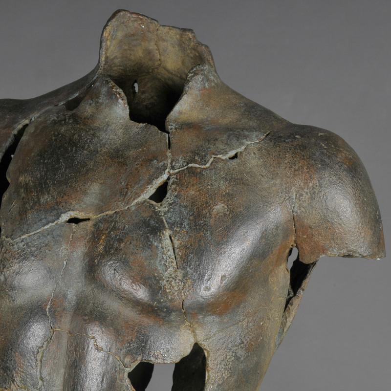 Skulptur aus Harz und Marmorpulver, die ein Fragment der Skulptur des Hermes darstellt.

Diese Büste stellt Hermes, den Sohn des Zeus und Boten der Götter, dar. Es handelt sich um das Fragment einer Statue aus der Kaiserzeit, die wahrscheinlich um