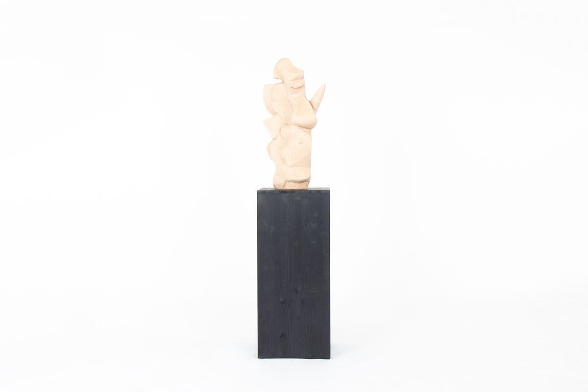 Scultura degli anni '50 in Francia
Scolpito a mano in un unico blocco di pietra
Toni beige
Base in legno su misura
Altezza della sola scultura: 75 cm