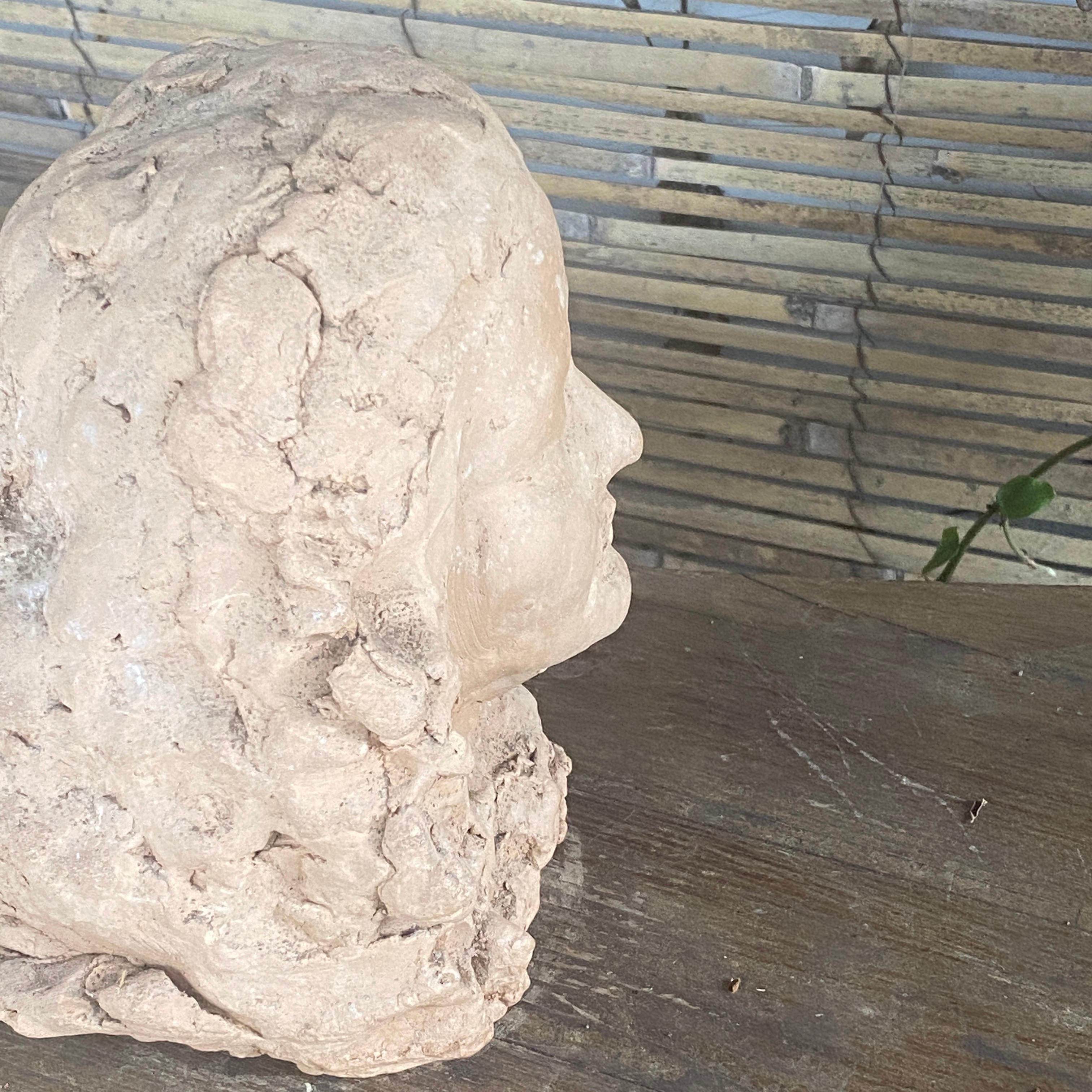 Sculpture in Terracotta, France XX Century, Representing Women Head For Sale 2