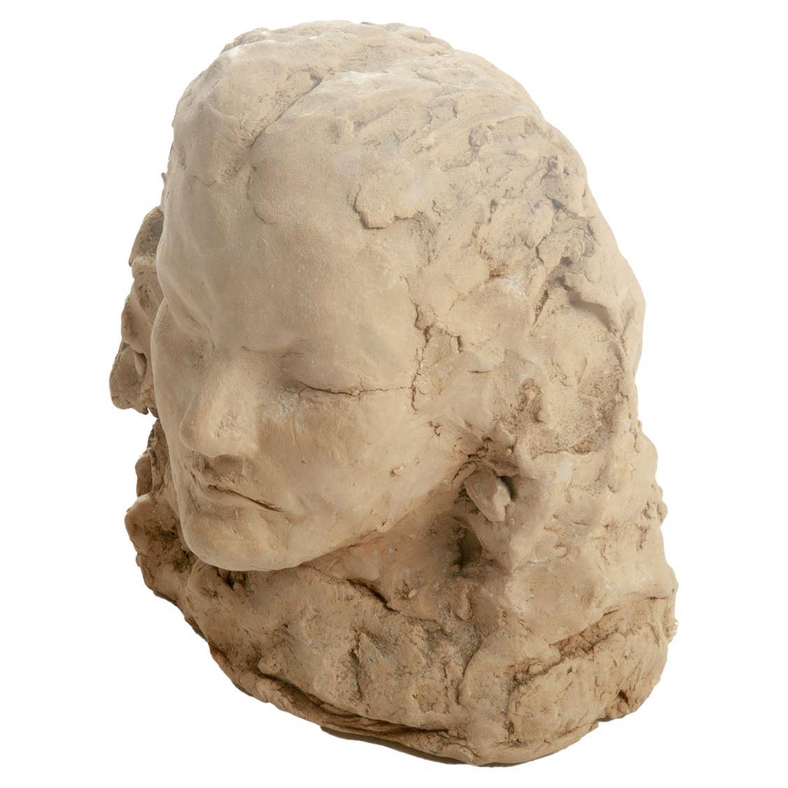 Skulptur aus Terrakotta, Frankreich, 20. Jahrhundert, Darstellung eines Frauenkopfes