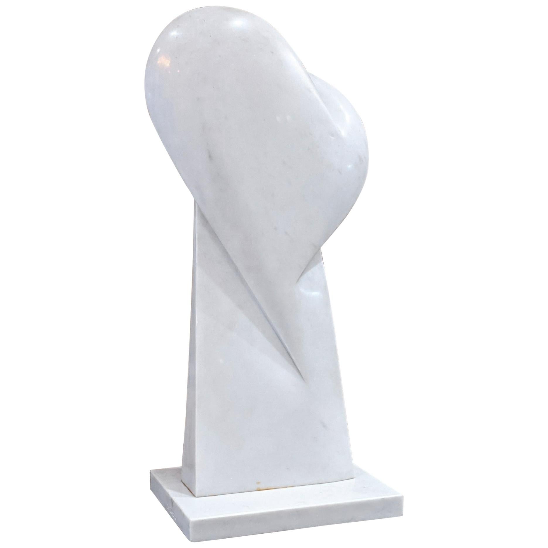 Sculpture in White Carrara Marble by Bertrand Créac'h For Sale