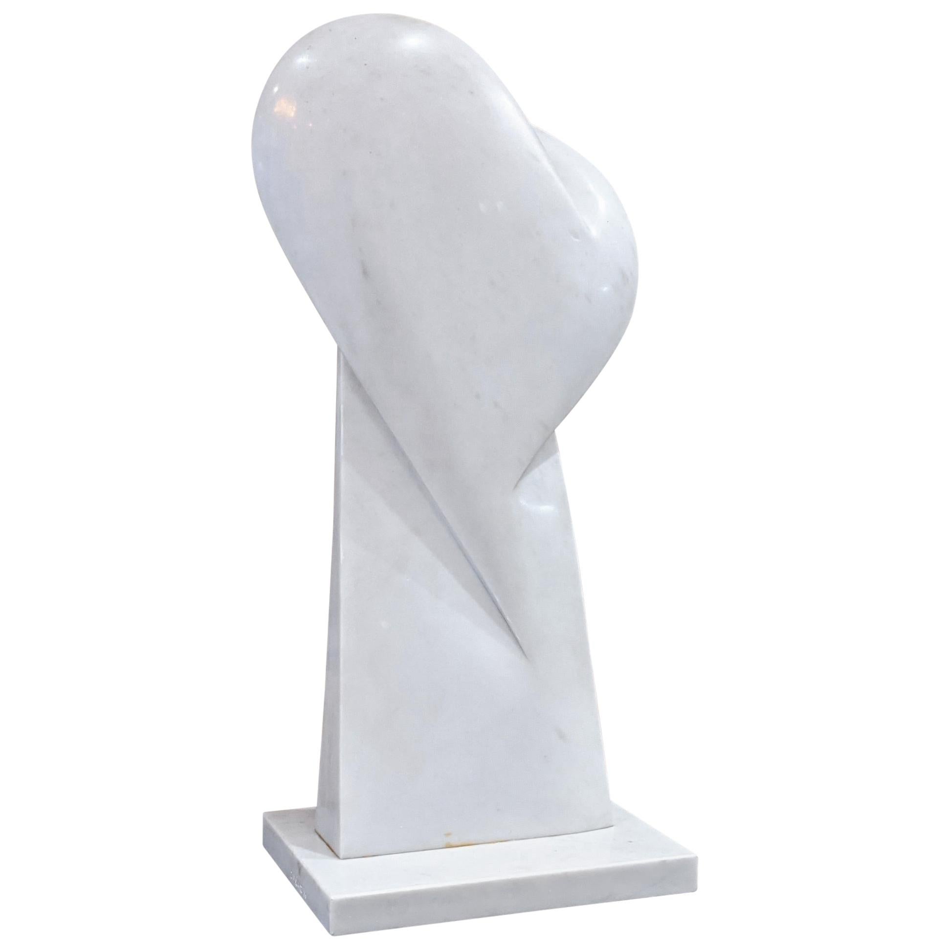 Sculpture in White Carrara Marble by Bertrand Créac'h