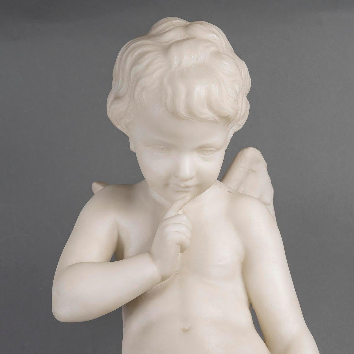 19th Century Sculpture in White Carrara Marble by Guglielmo Pugi, Napoleon III Period. For Sale