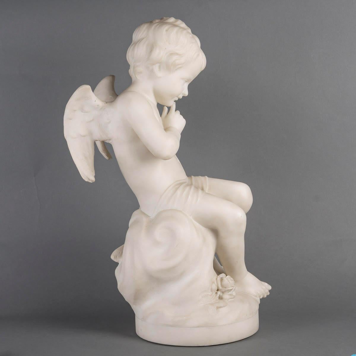 Sculpture in White Carrara Marble by Guglielmo Pugi, Napoleon III Period. For Sale 1
