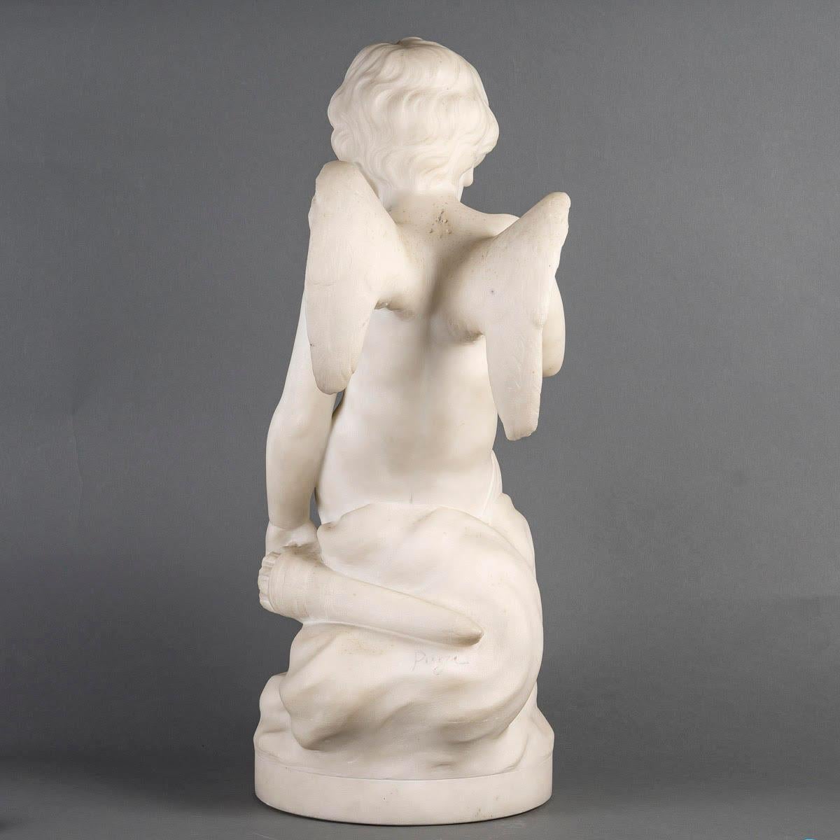 Sculpture in White Carrara Marble by Guglielmo Pugi, Napoleon III Period. For Sale 2