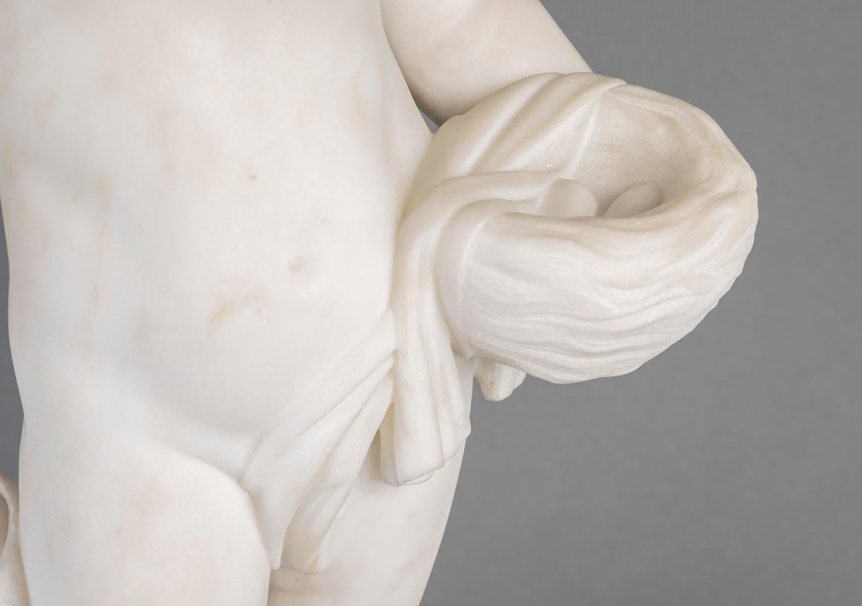 French Sculpture in White Carrara Marble, Napoleon III Period, 19th Century. For Sale