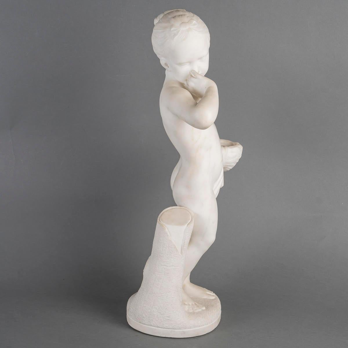 Sculpture in White Carrara Marble, Napoleon III Period, 19th Century. In Good Condition For Sale In Saint-Ouen, FR