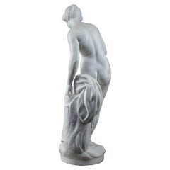 Sculpture in White Marble, "Diane aux bains", after Falconet