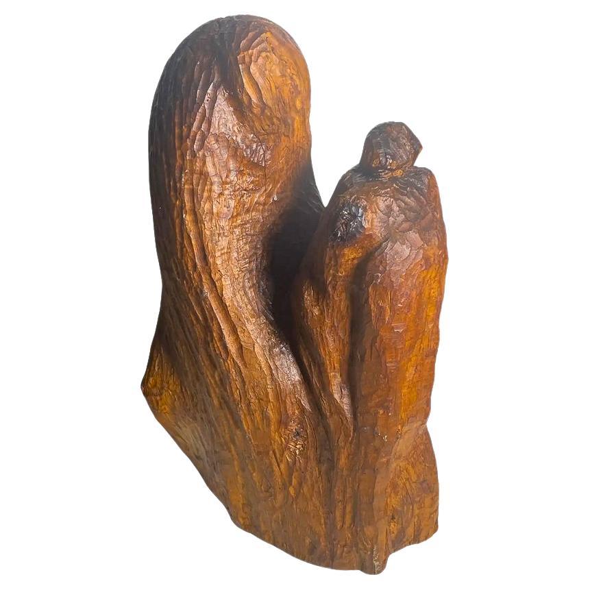 Sculpture in  Wood Butalist Design, 1950s France For Sale