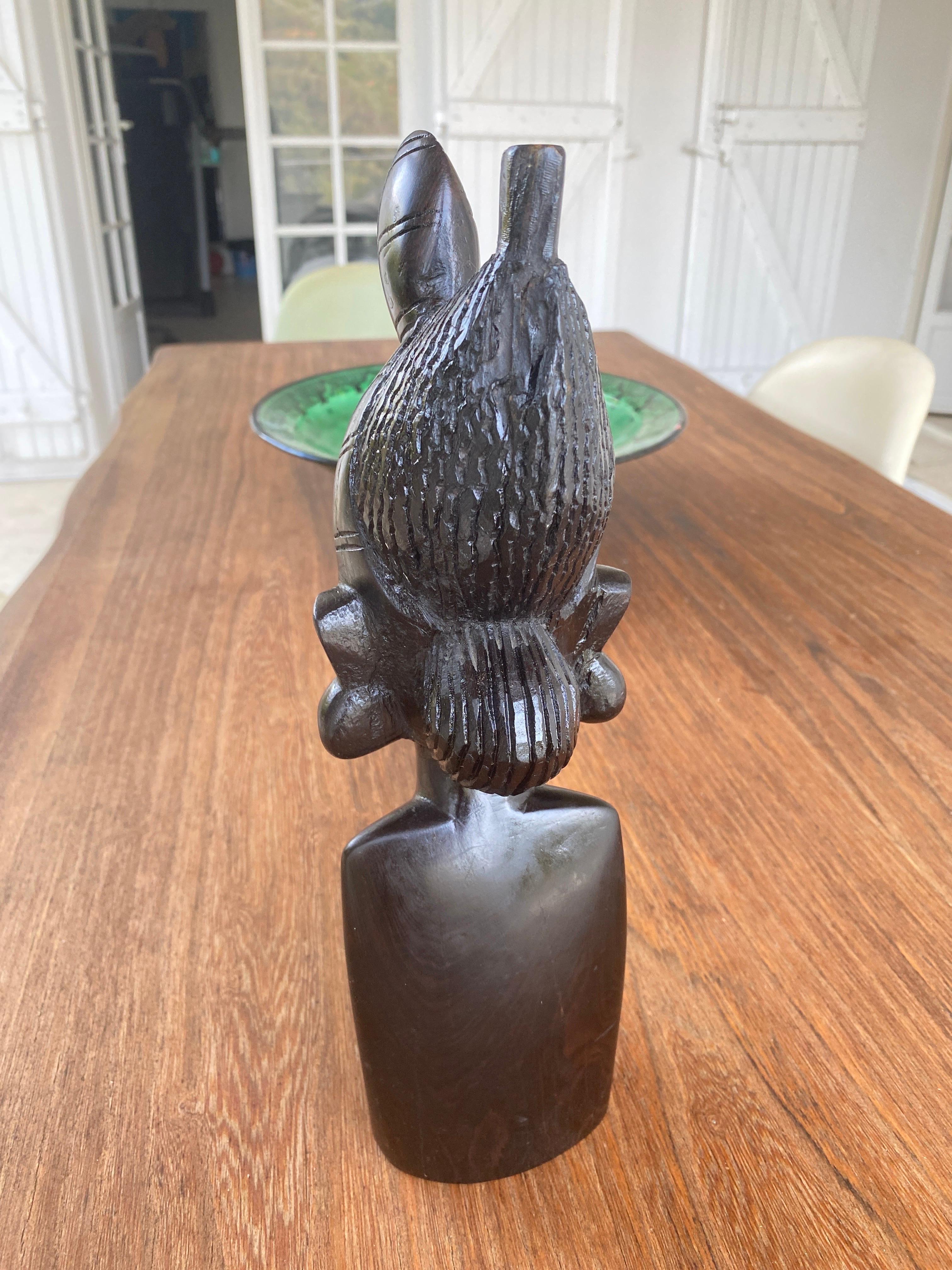 Sculpture in Wood from Africa Bust of a Woman, in a Black Color 20TH Century For Sale 2