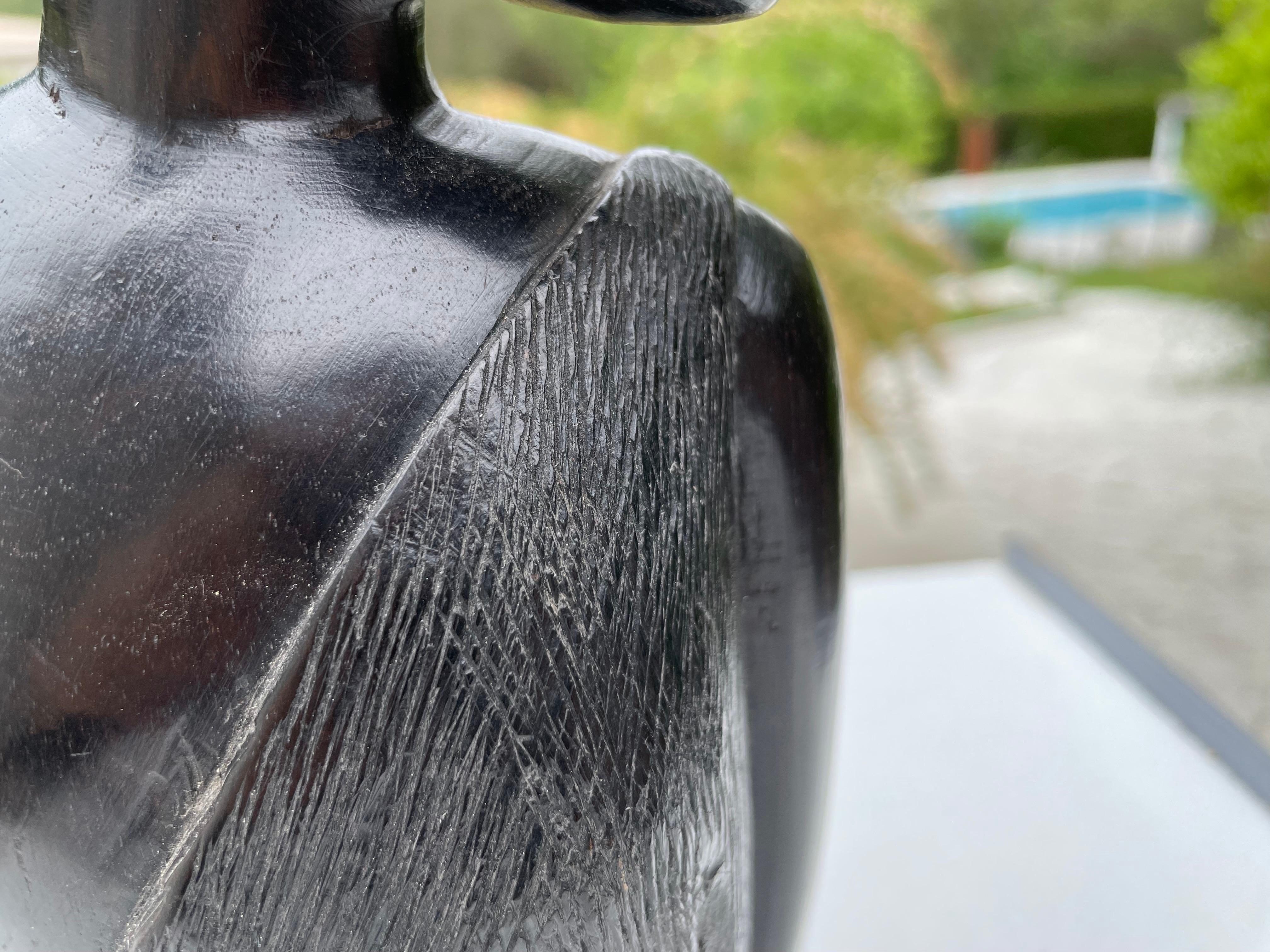 Sculpture in Wood from Africa, Bust of a Woman, in a Black Color, circa 1960 In Good Condition For Sale In Auribeau sur Siagne, FR