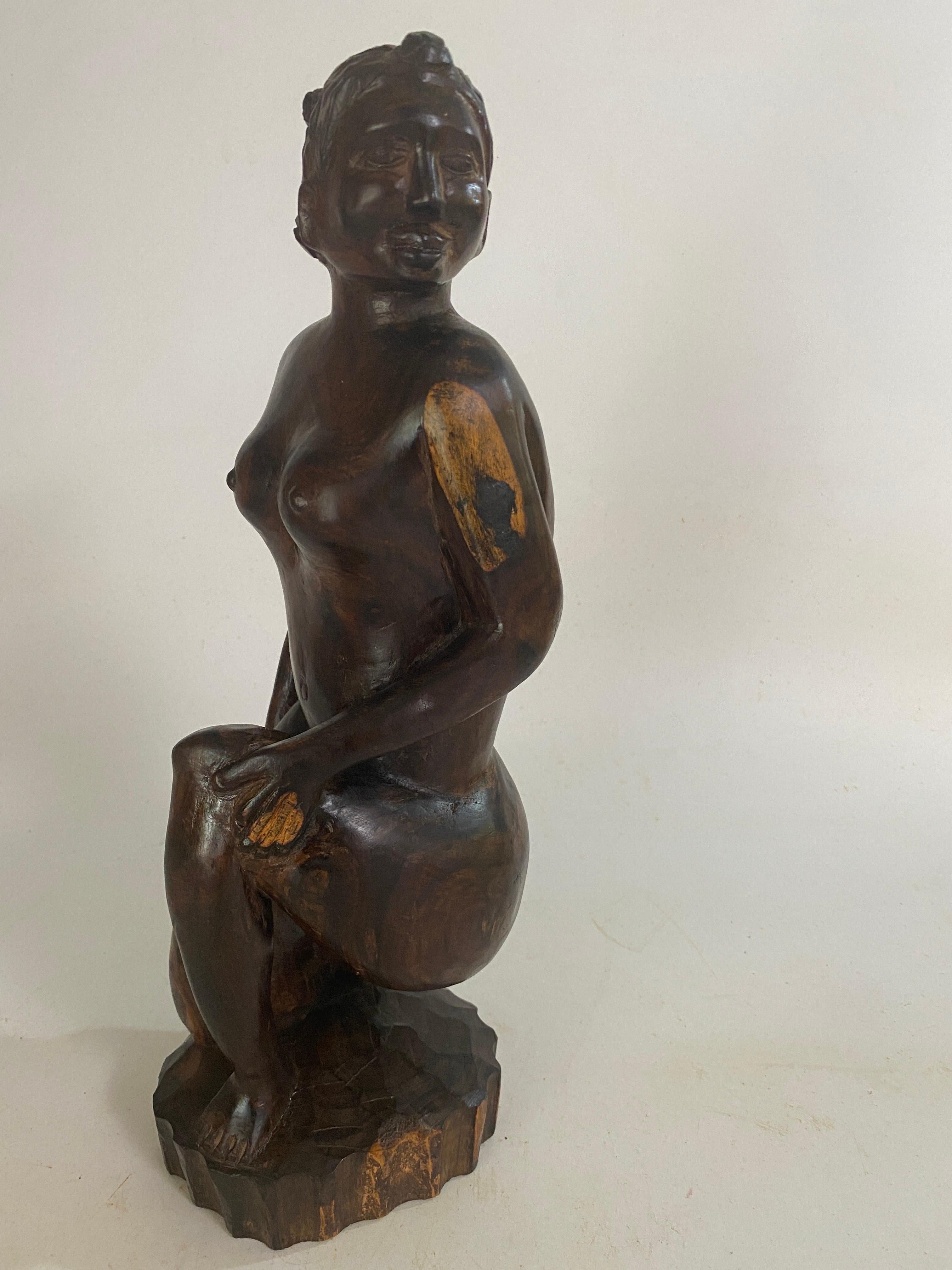 Sculpture in Wood from Africa  Woman Body, in a Brown Color 20TH Century 5