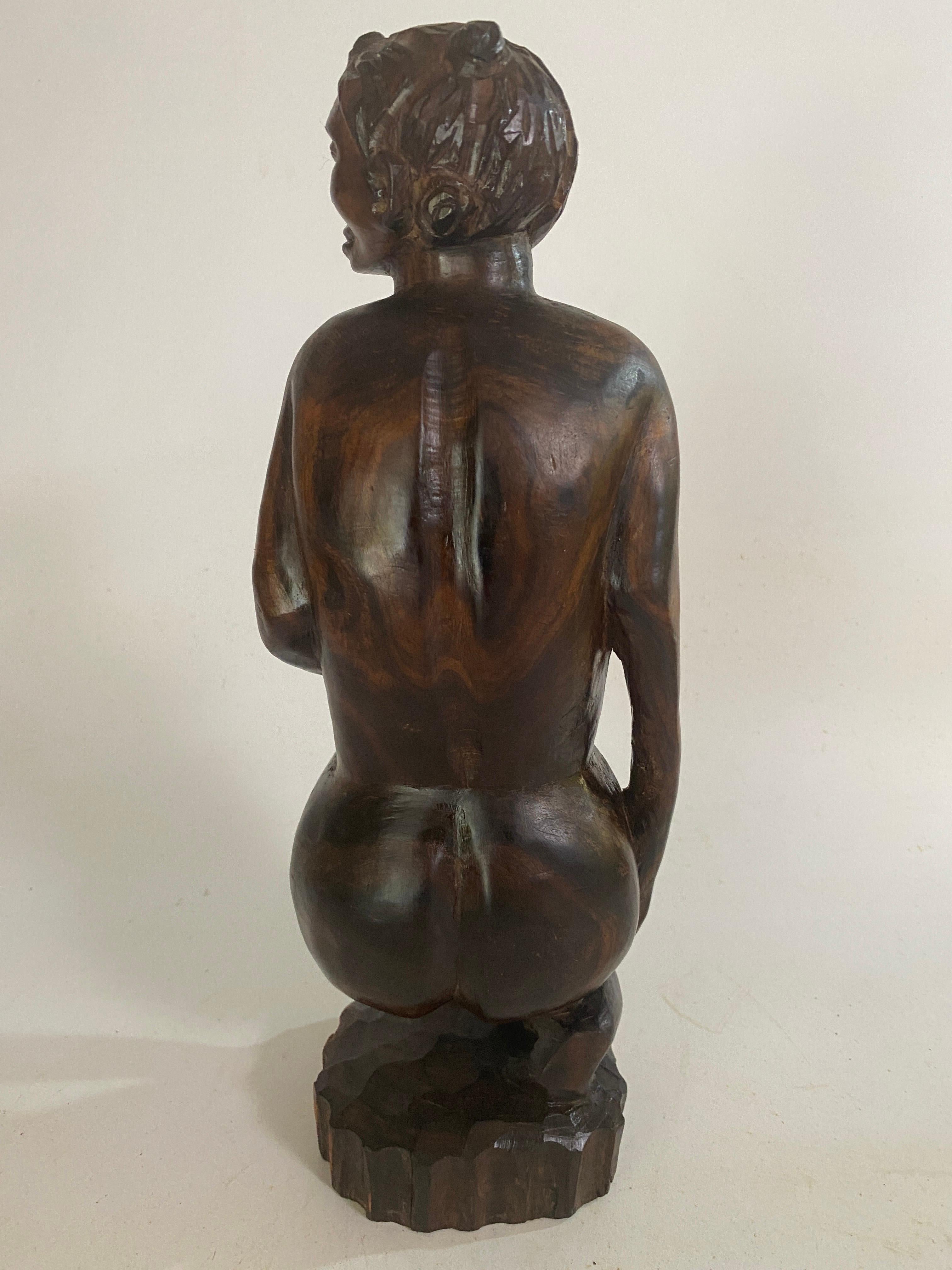 Sculpture in Wood from Africa  Woman Body, in a Brown Color 20TH Century 7