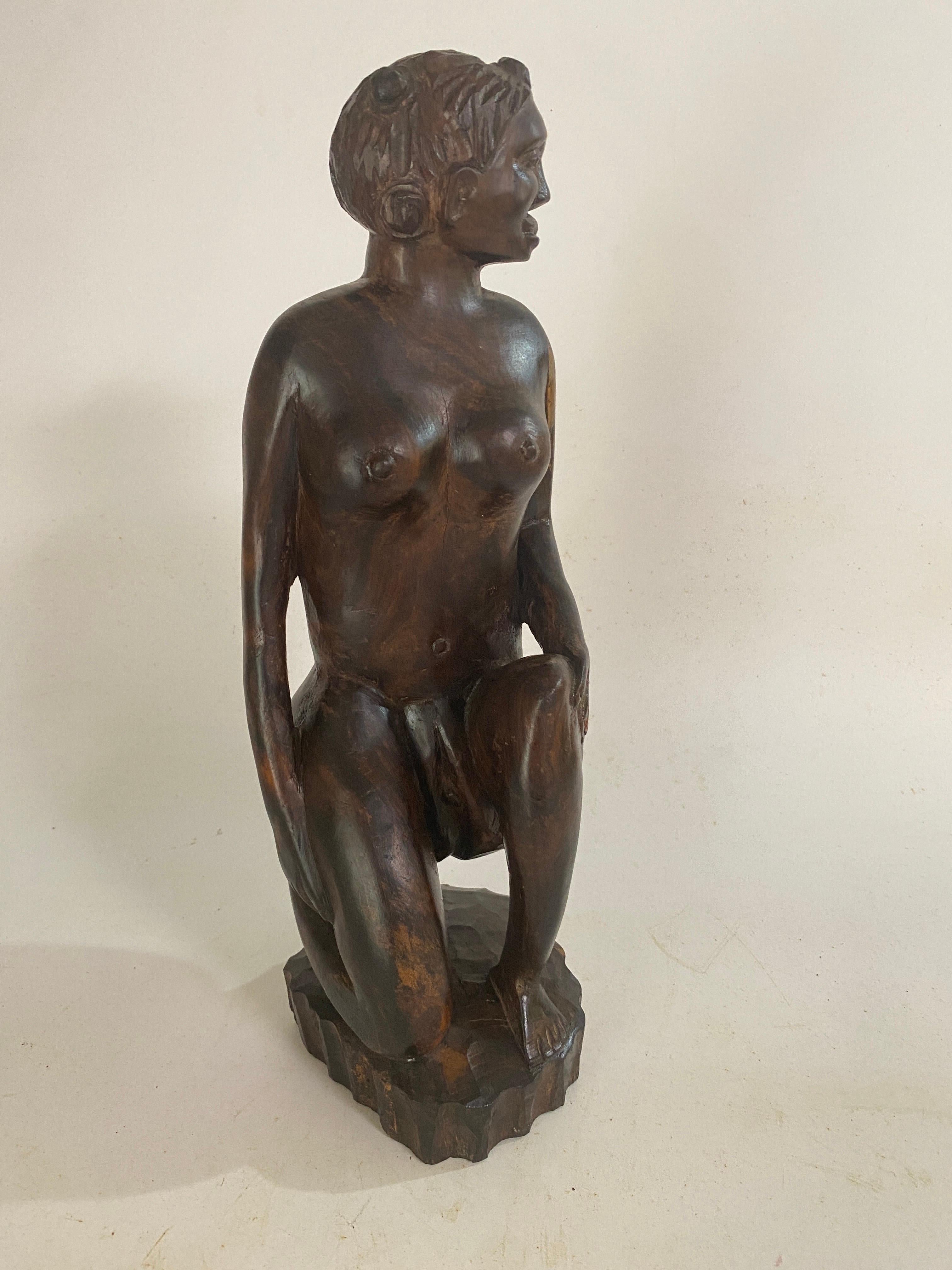 Sculpture in Wood from Africa  Woman Body, in a Brown Color 20TH Century 9