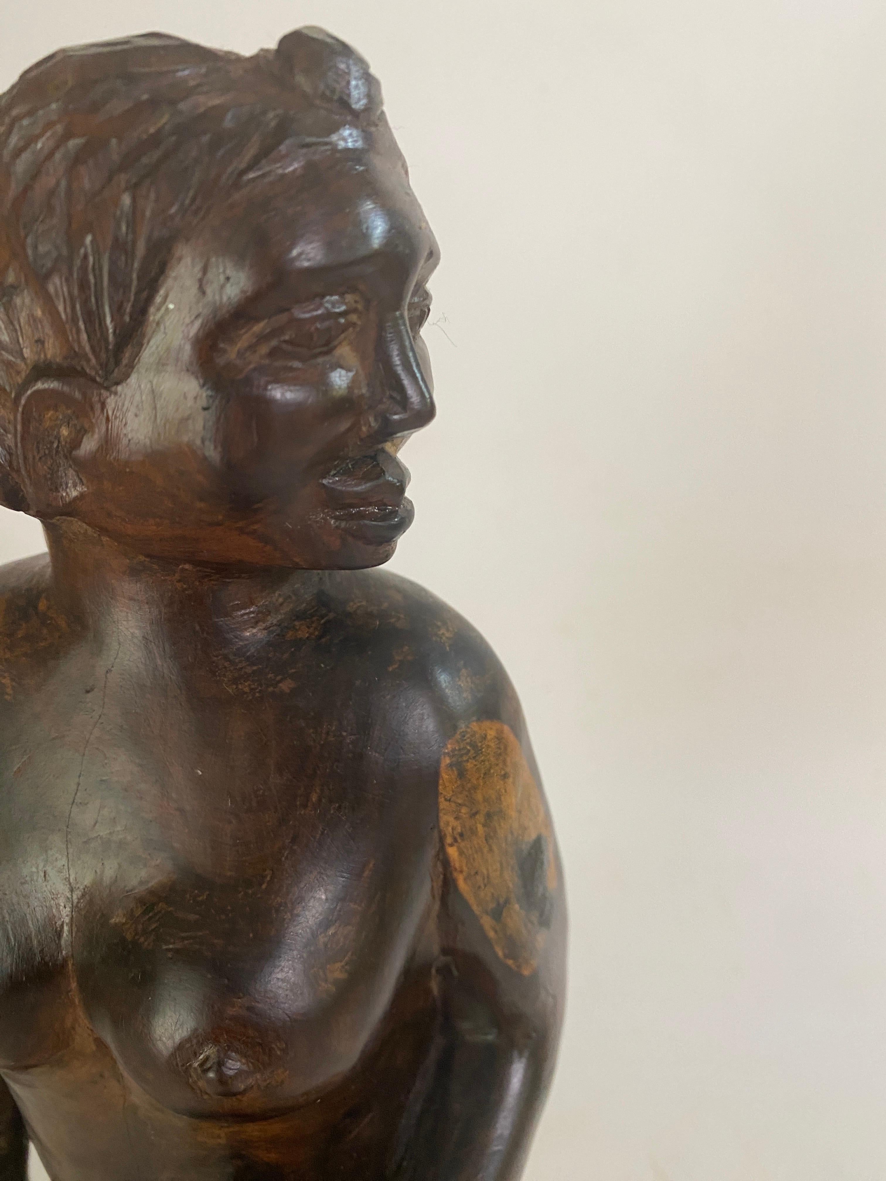Sculpture in Wood from Africa  Woman Body, in a Brown Color 20TH Century 2