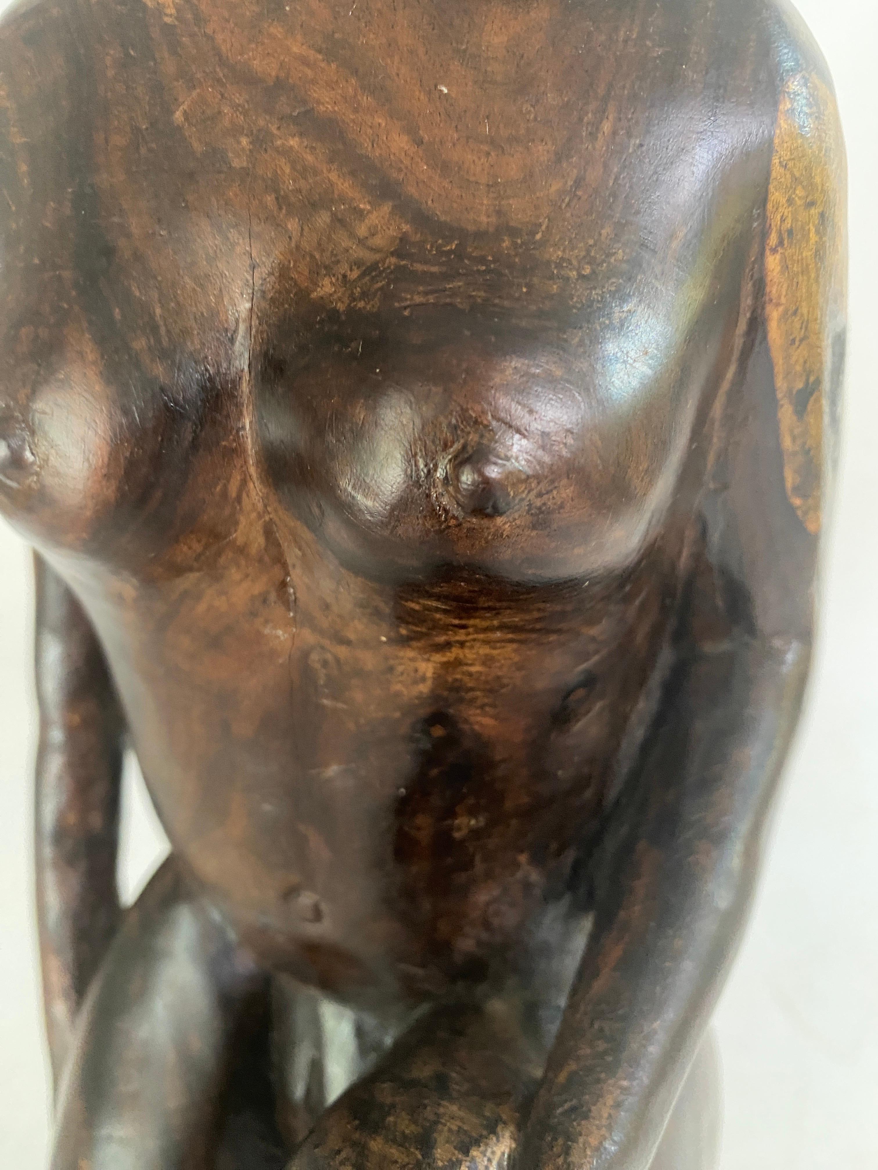 Sculpture in Wood from Africa  Woman Body, in a Brown Color 20TH Century 3