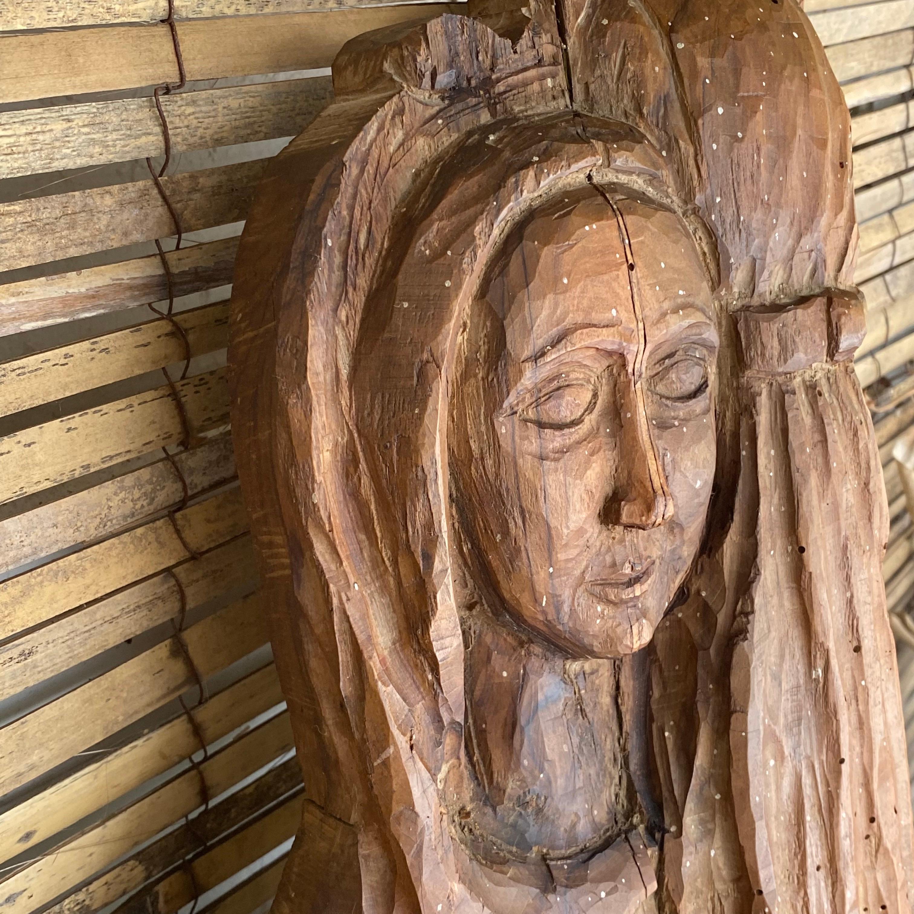 Sculpture in wood, old patina, France 1970 For Sale 4