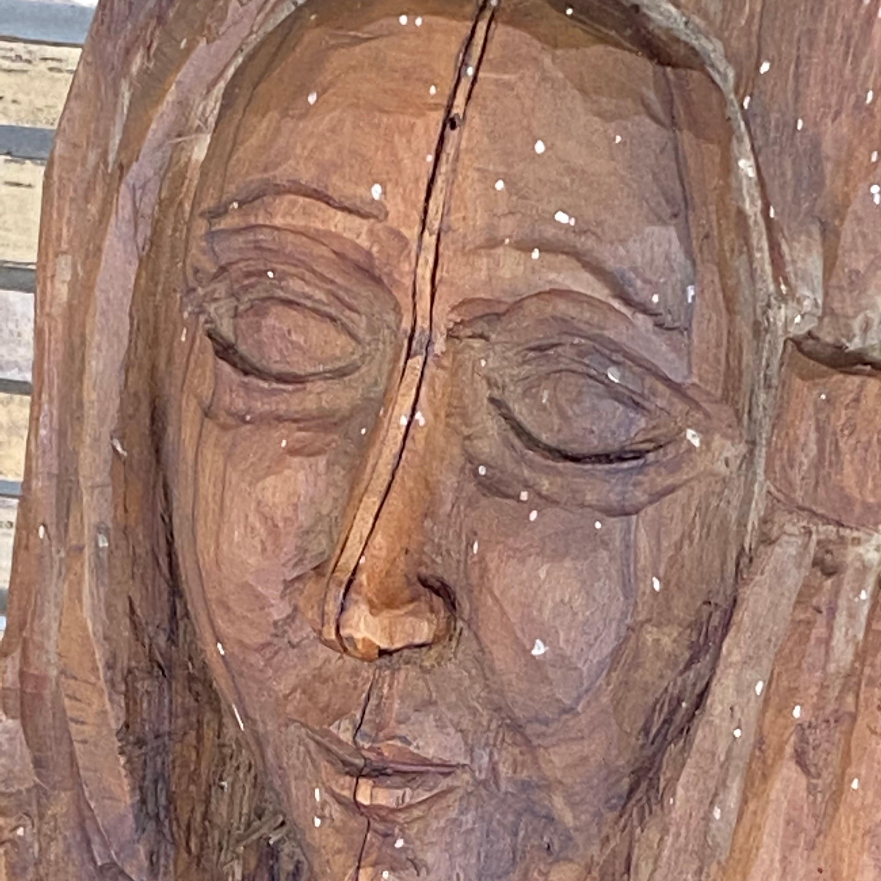 Wood Sculpture in wood, old patina, France 1970 For Sale