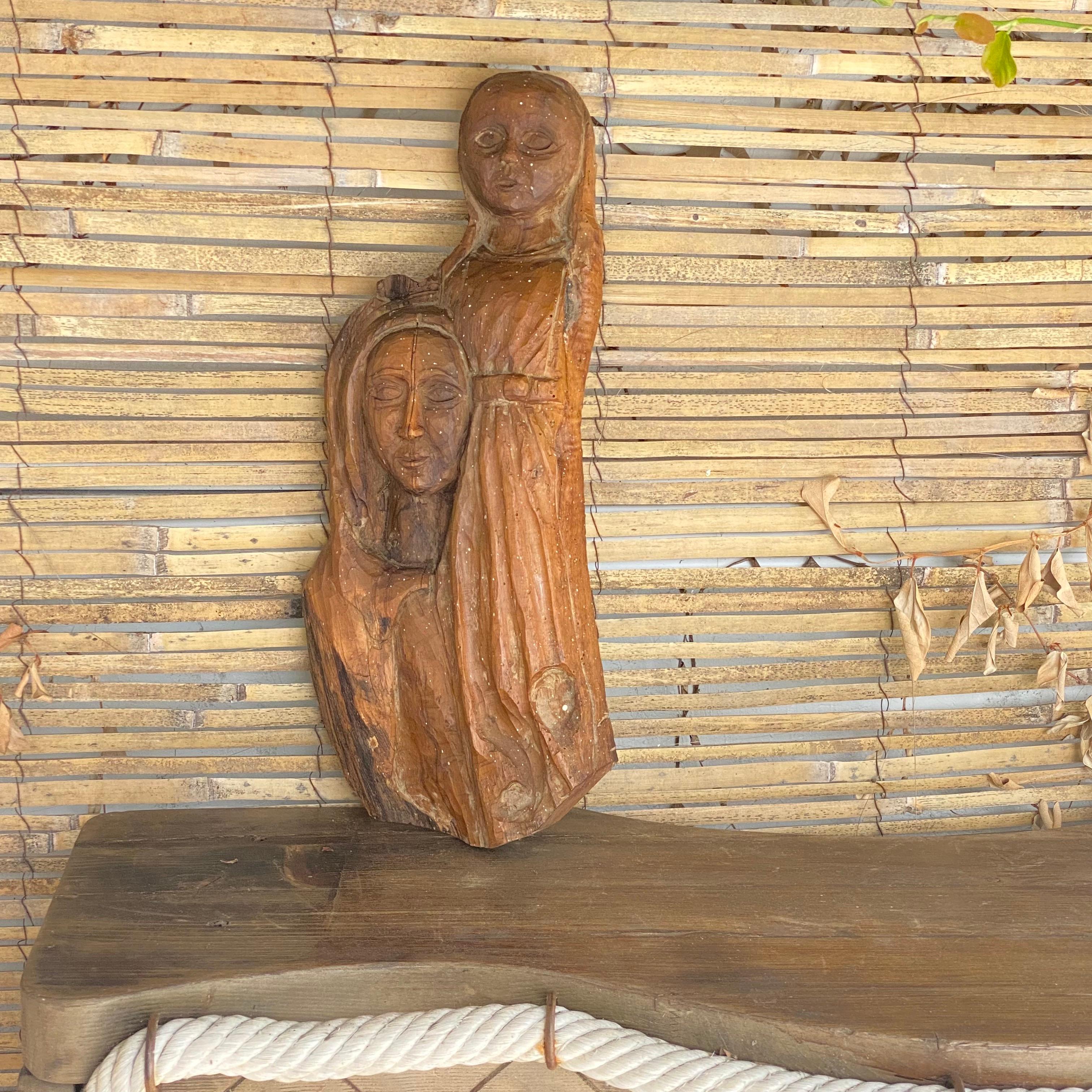 Sculpture in wood, old patina, France 1970 For Sale 1